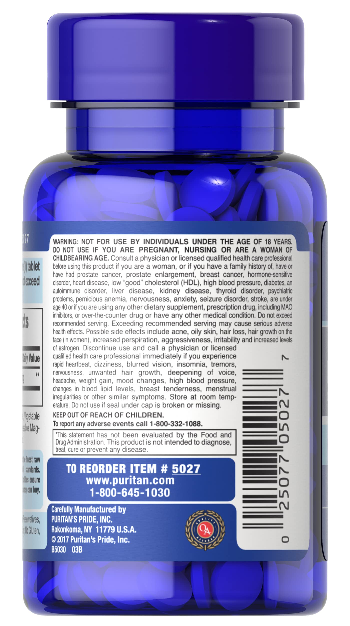 Foto 4 pulgar | Suplemento Puritan's Pride Dhea 50 mg 100 Tabletas - Venta Internacional
