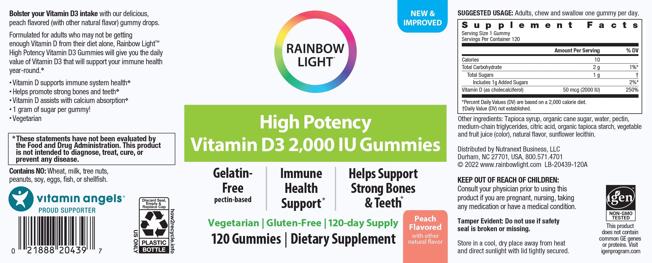 Foto 7 pulgar | Suplemento Rainbow Light Vitamina Dde 120 Gomitas-Venta Internacional