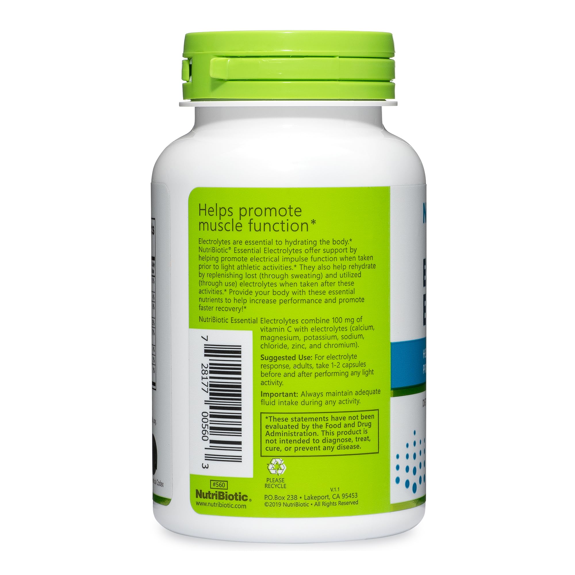 Foto 3 pulgar | Suplemento Nutribiotic Essential Electrolytes 100 Cápsulas - Venta Internacional.