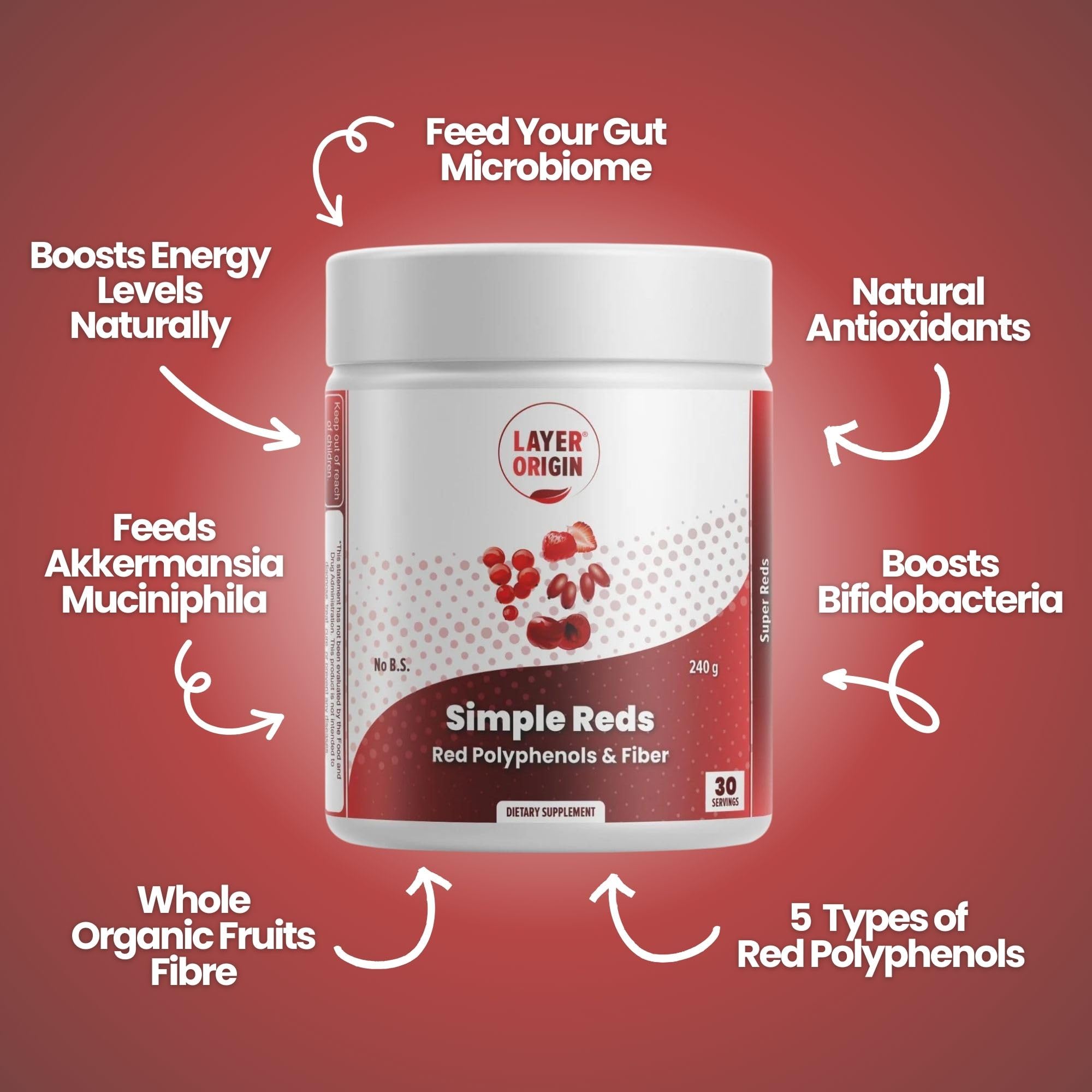 Foto 2 | Polvo De Fruta Orgánica Supplement Layer Origin Simple Reds - Venta Internacional.