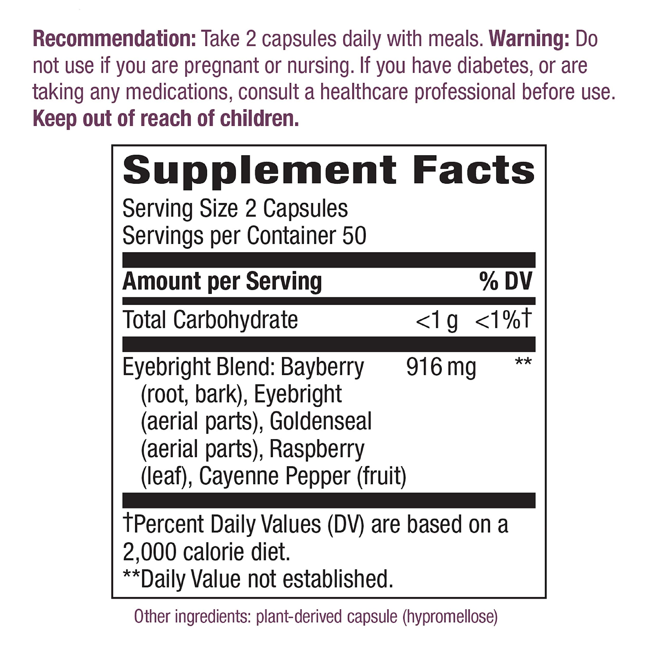 Foto 5 pulgar | Suplemento Nature's Way Eyebright Blend 100 Cápsulas - Venta Internacional.