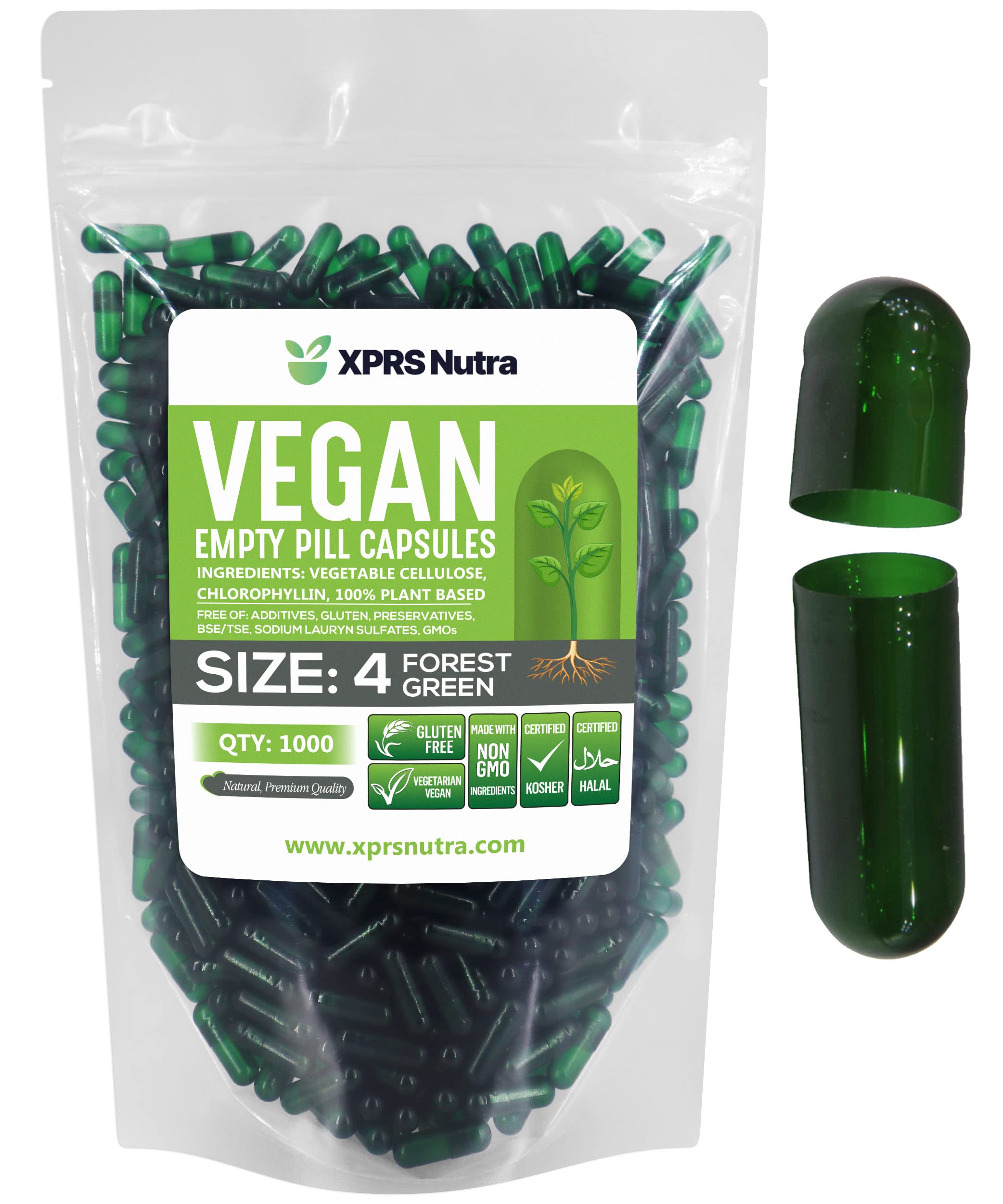 Foto 2 pulgar | Cápsulas Vacías Xprs Nutra, Tamaño 4, Veganas, 1000 Unidades, Verdes - Venta Internacional.