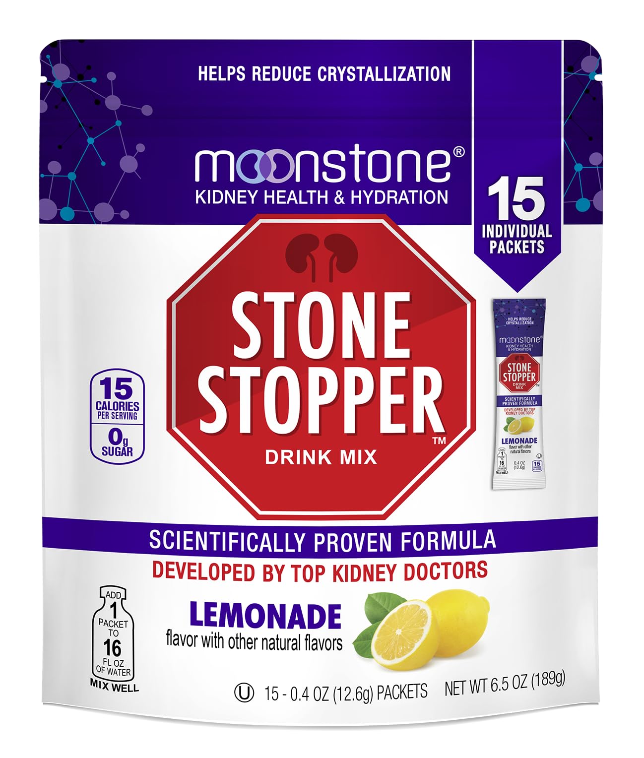 Foto 2 pulgar | Drink Mix Moonstone Stone Stopper Lemonade, Suministro De 15 Días - Venta Internacional.