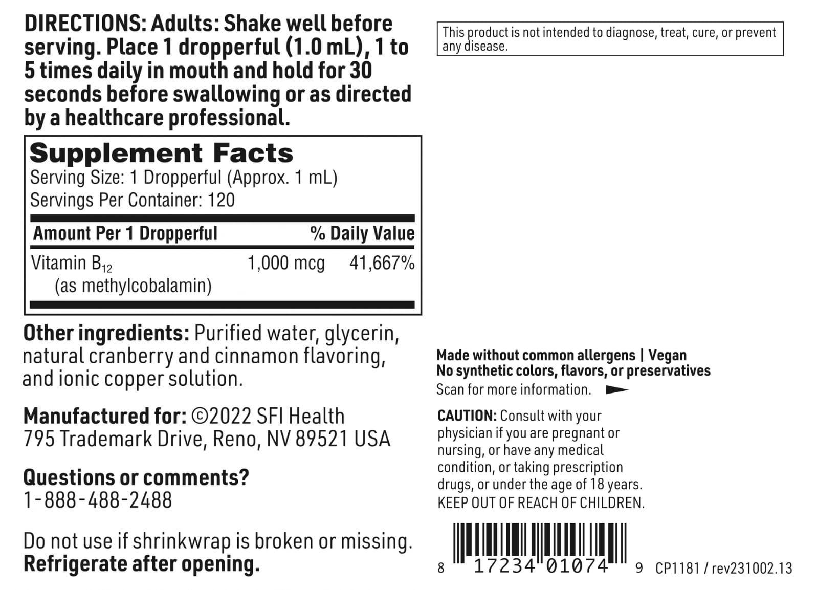 Foto 6 pulgar | Suplemento En Gotas Líquidas De Vitamina B12 De Klaire Labs, 1 Mg - Venta Internacional.