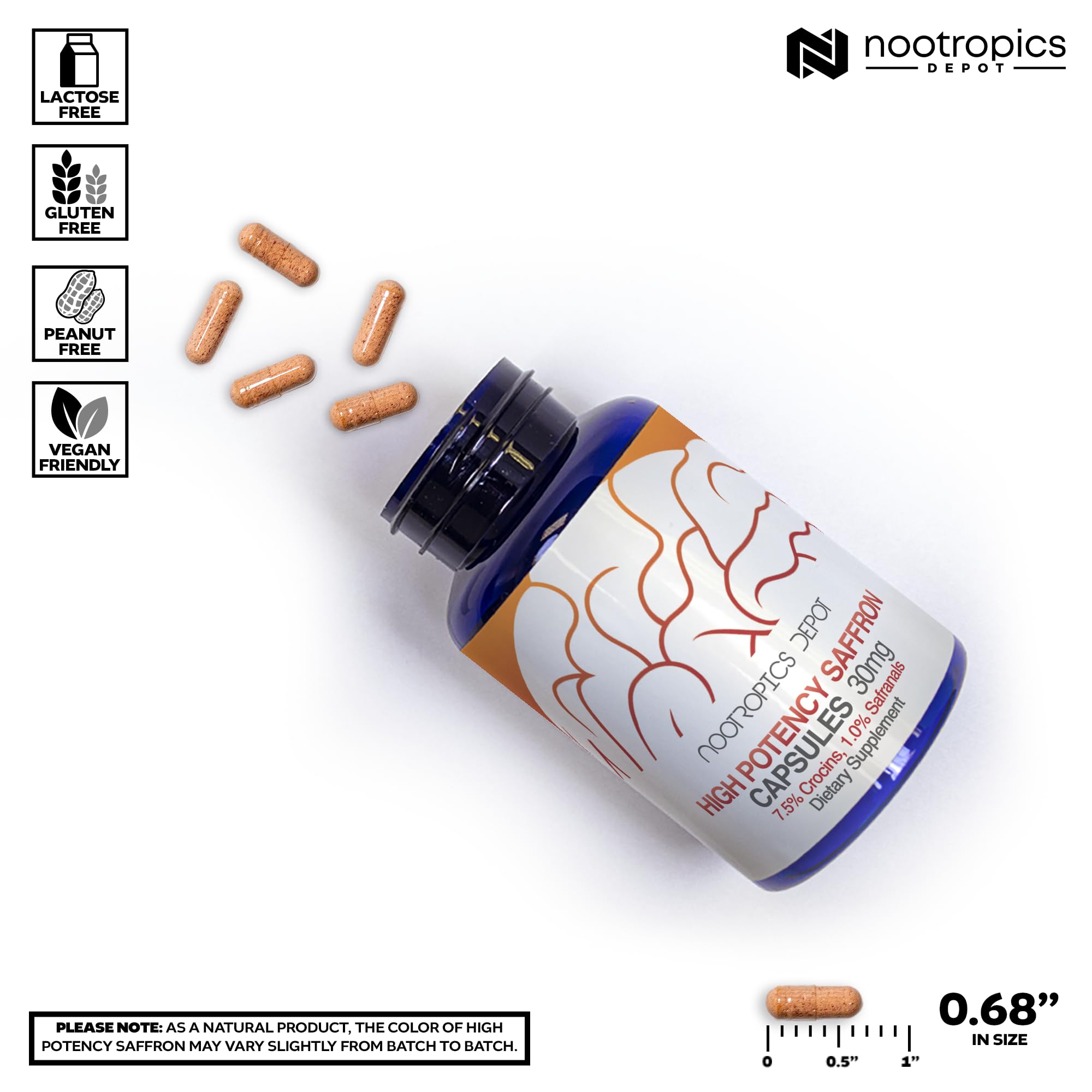 Foto 4 pulgar | Suplemento Nootropics Depot De Extracto De Azafrán 30 Mg 60 Cápsulas - Venta Internacional.