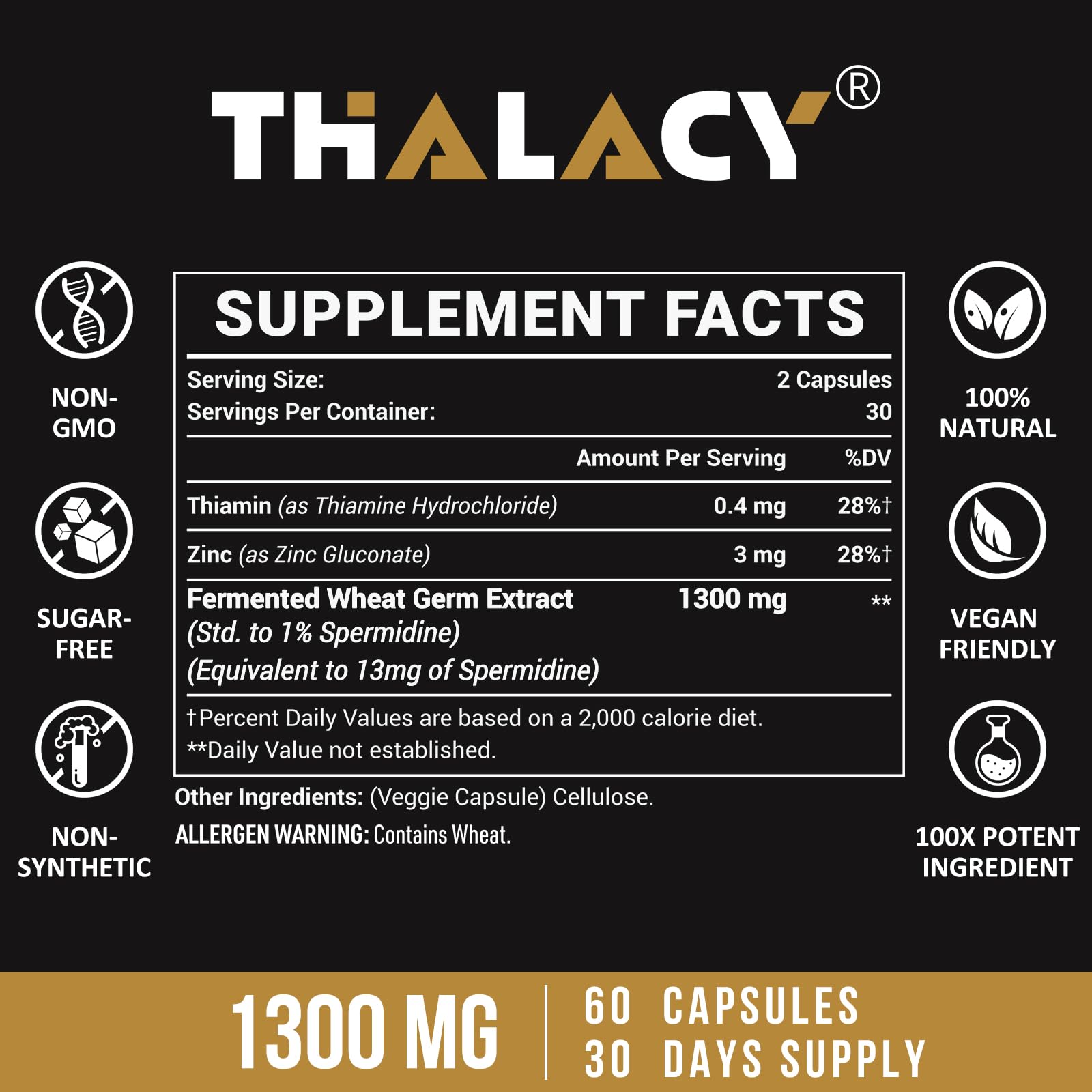 Foto 3 pulgar | Suplementos De Talacia Y Espermidina De 13 Mg A 1300 Mg De Extracto De Germen De Trigo - Venta Internacional.