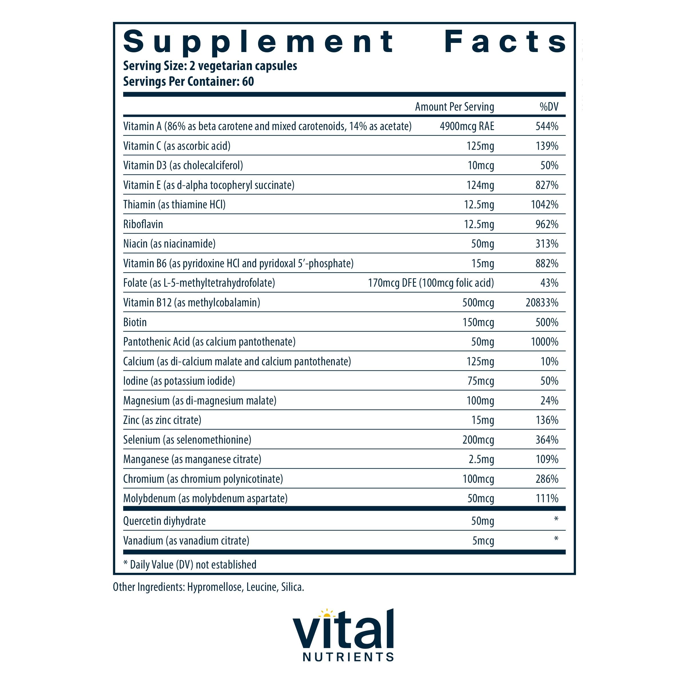 Foto 3 pulgar | Suplemento Vital Nutrients Multinutrientes 5 Ultra 120 Cápsulas - Venta Internacional.