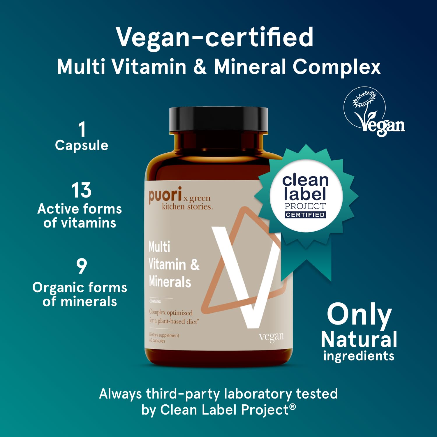 Foto 3 pulgar | Suplemento Multivitamínico Y Mineral Puori V, 60 Cápsulas Veganas - Venta Internacional.
