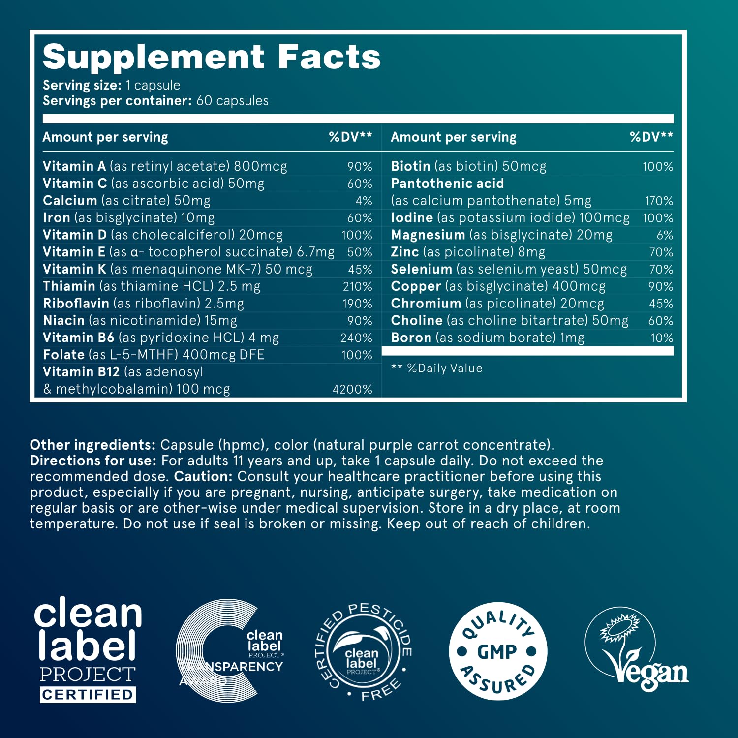 Foto 7 pulgar | Suplemento Multivitamínico Y Mineral Puori V, 60 Cápsulas Veganas - Venta Internacional.