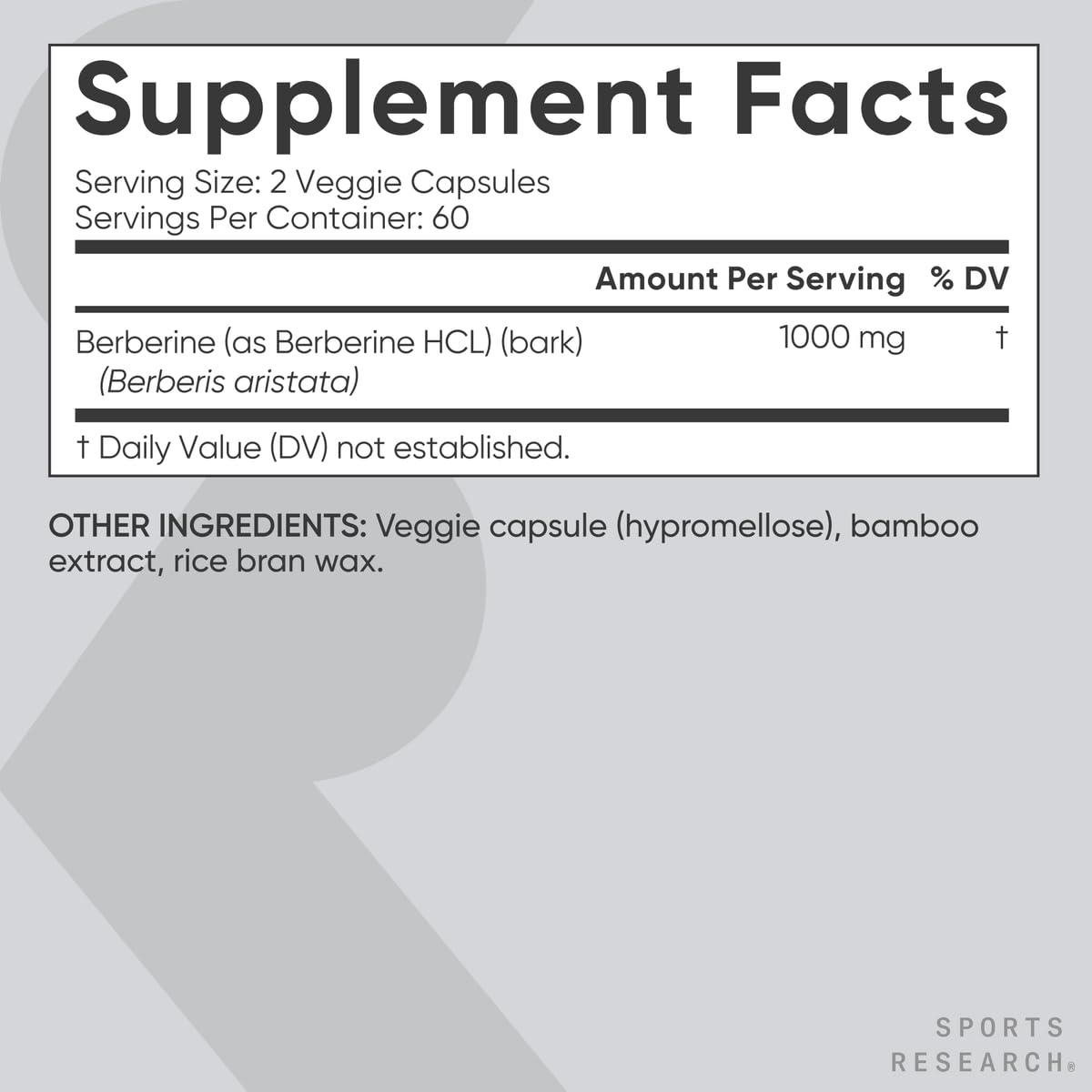 Foto 6 | Suplemento Sports Research Berberine 1000 Mg 120 Cápsulas - Venta Internacional.