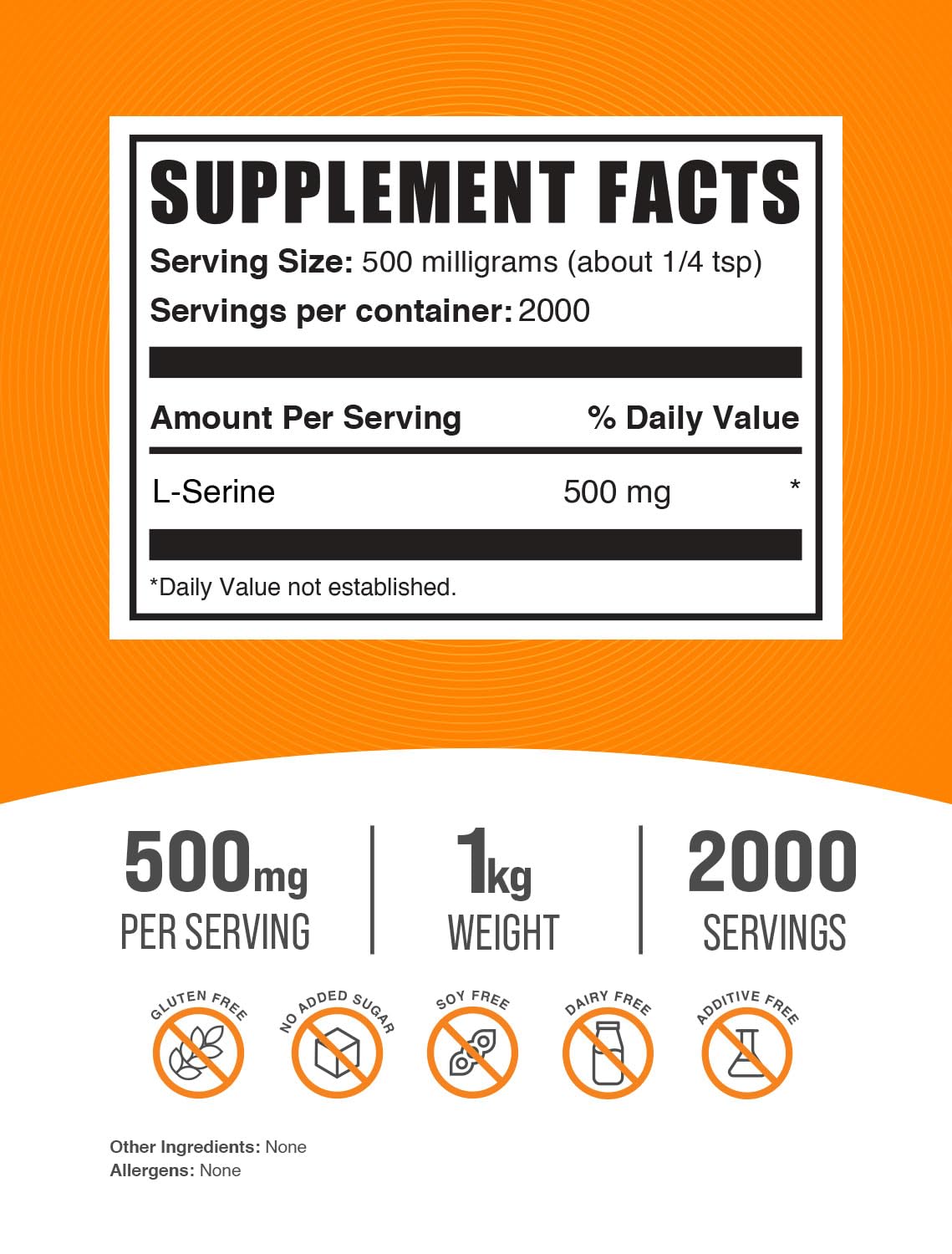 Foto 3 pulgar | Suplemento Bulksupplements.com L-serina 1 Kg (2.2 Libras) - Venta Internacional.