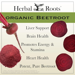 Foto 3 | Suplemento Herbal Roots En Polvo Orgánico De Raíz De Remolacha 60 Cápsulas - Venta Internacional.