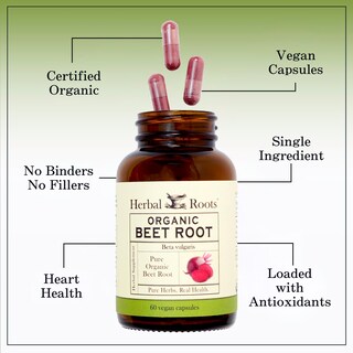 Foto 4 | Suplemento Herbal Roots En Polvo Orgánico De Raíz De Remolacha 60 Cápsulas - Venta Internacional.