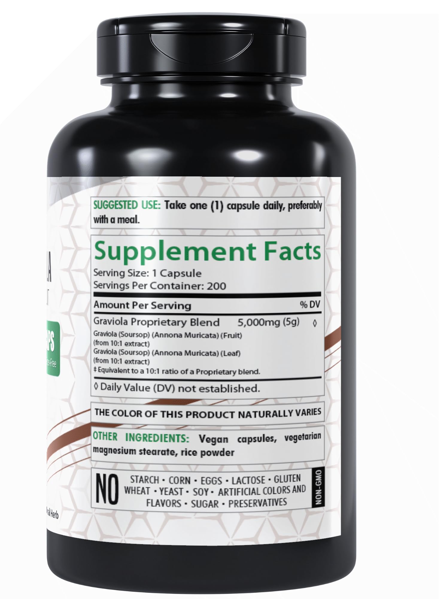 Foto 3 pulgar | Cápsulas De Extracto De Graviola Supplement Healthfare 5000 Mg X200 - Venta Internacional.