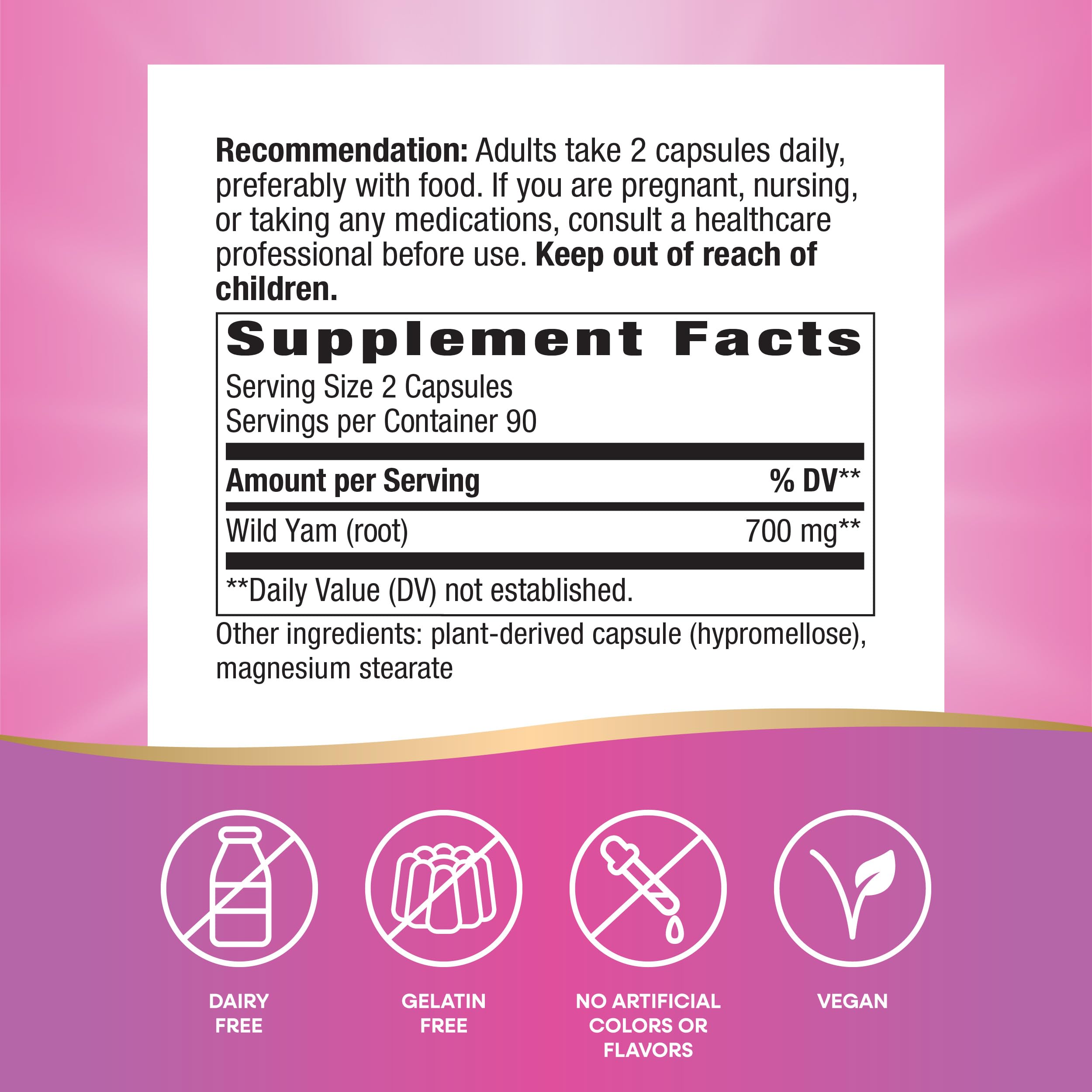 Foto 3 pulgar | Suplemento Nature's Way Wild Yam Root 180 Cápsulas Veganas - Venta Internacional.