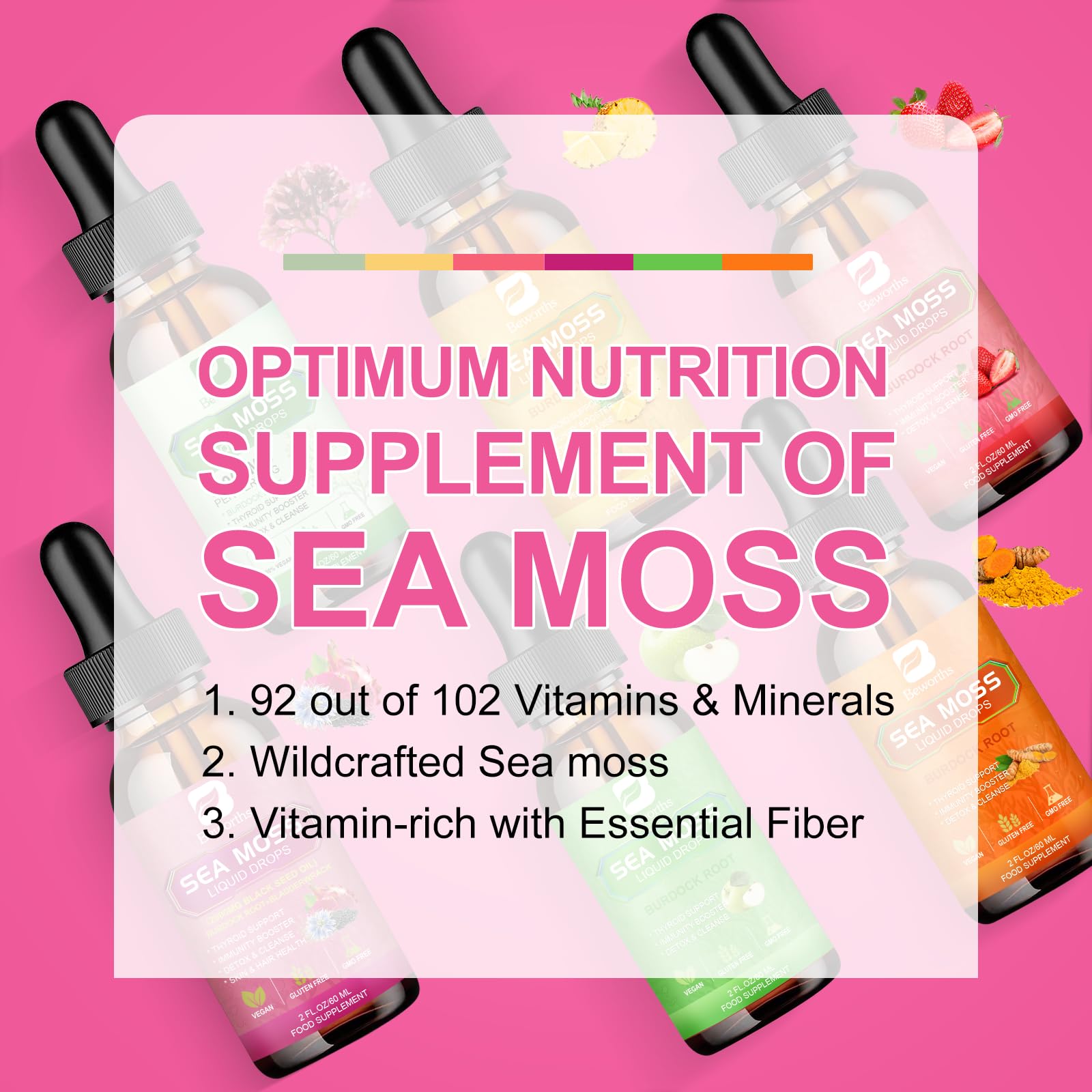 Foto 7 pulgar | Suplemento B Beworths Sea Moss Liquid Drops 3000 Mg - Venta Internacional.