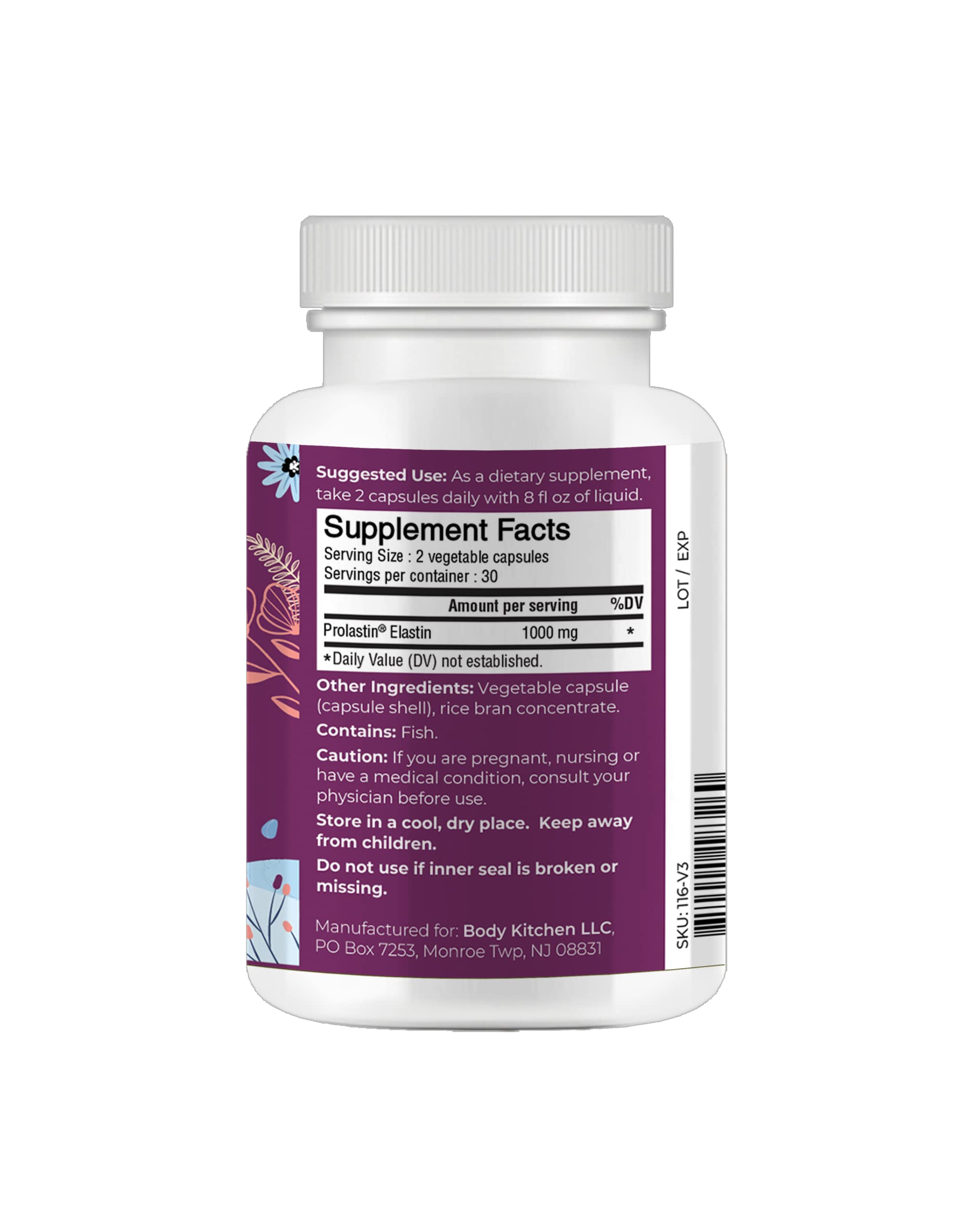 Foto 3 pulgar | Suplemento Body Kitchen Pro-elastina 1000 Mg Para La Salud De La Piel - Venta Internacional.