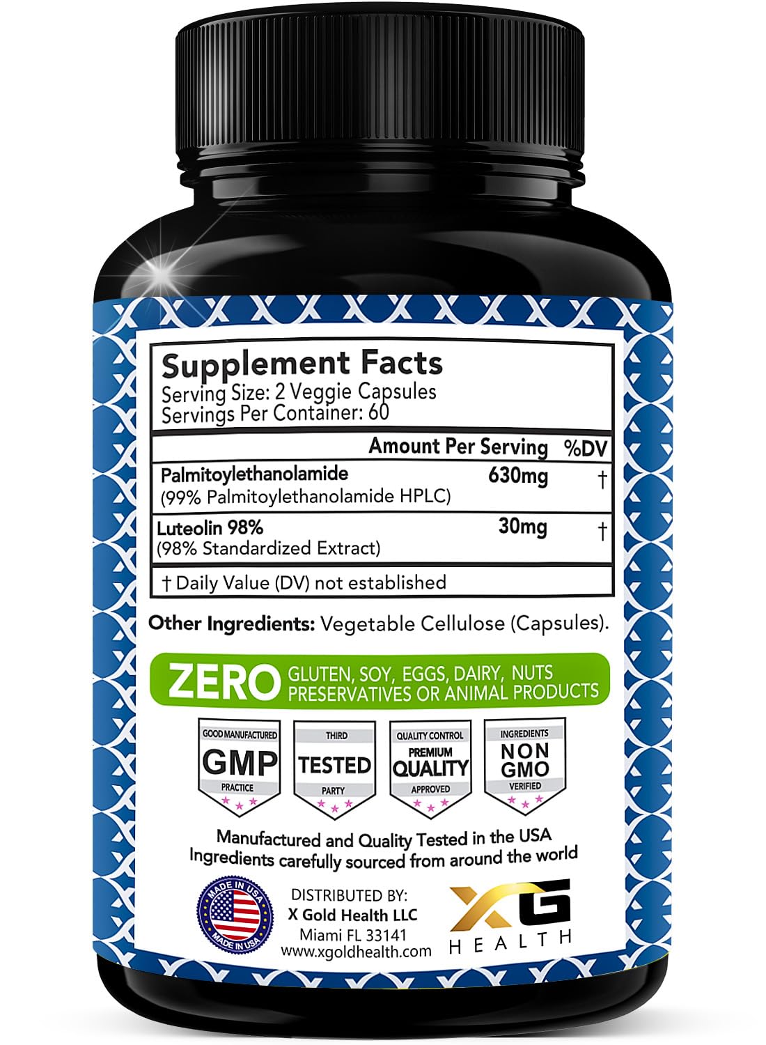 Foto 3 pulgar | Suplemento X Gold Health Palmitoiletanolamida 630 Mg + Luteolina 98% - Venta Internacional.