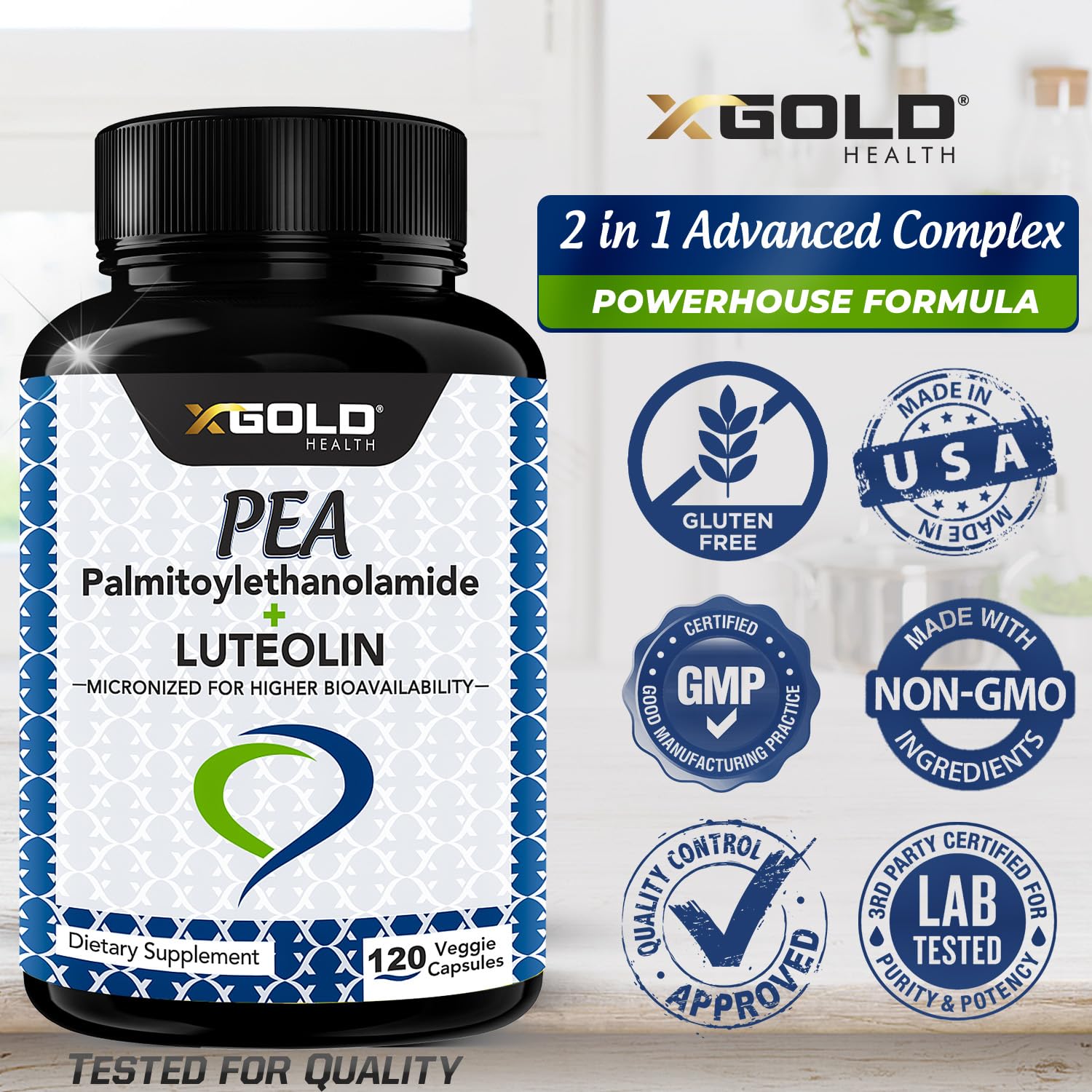 Foto 5 pulgar | Suplemento X Gold Health Palmitoiletanolamida 630 Mg + Luteolina 98% - Venta Internacional.