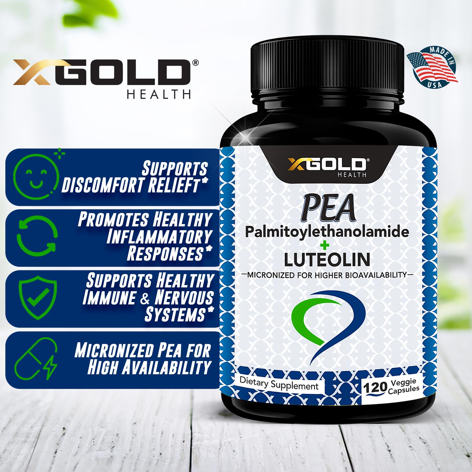 Foto 6 pulgar | Suplemento X Gold Health Palmitoiletanolamida 630 Mg + Luteolina 98% - Venta Internacional.
