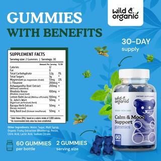 Foto 3 | Suplemento De Gomitas Calmantes Silvestres Y Orgánicas Con Ashwagandha, 60 Unidades - Venta Internacional.
