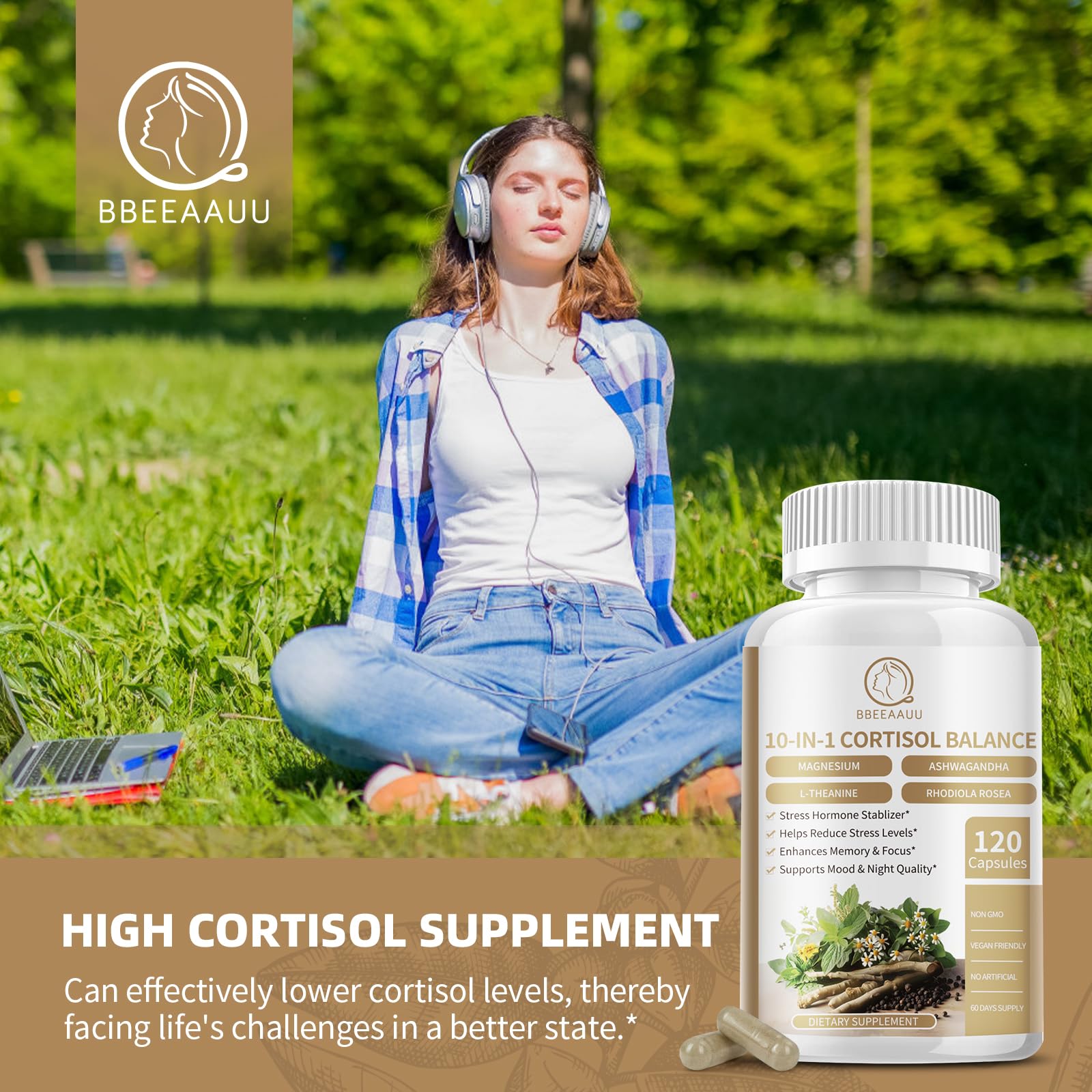 Foto 5 | Suplemento Bbeeaauu Cortisol Reducer Manager 120 Cápsulas - Venta Internacional.