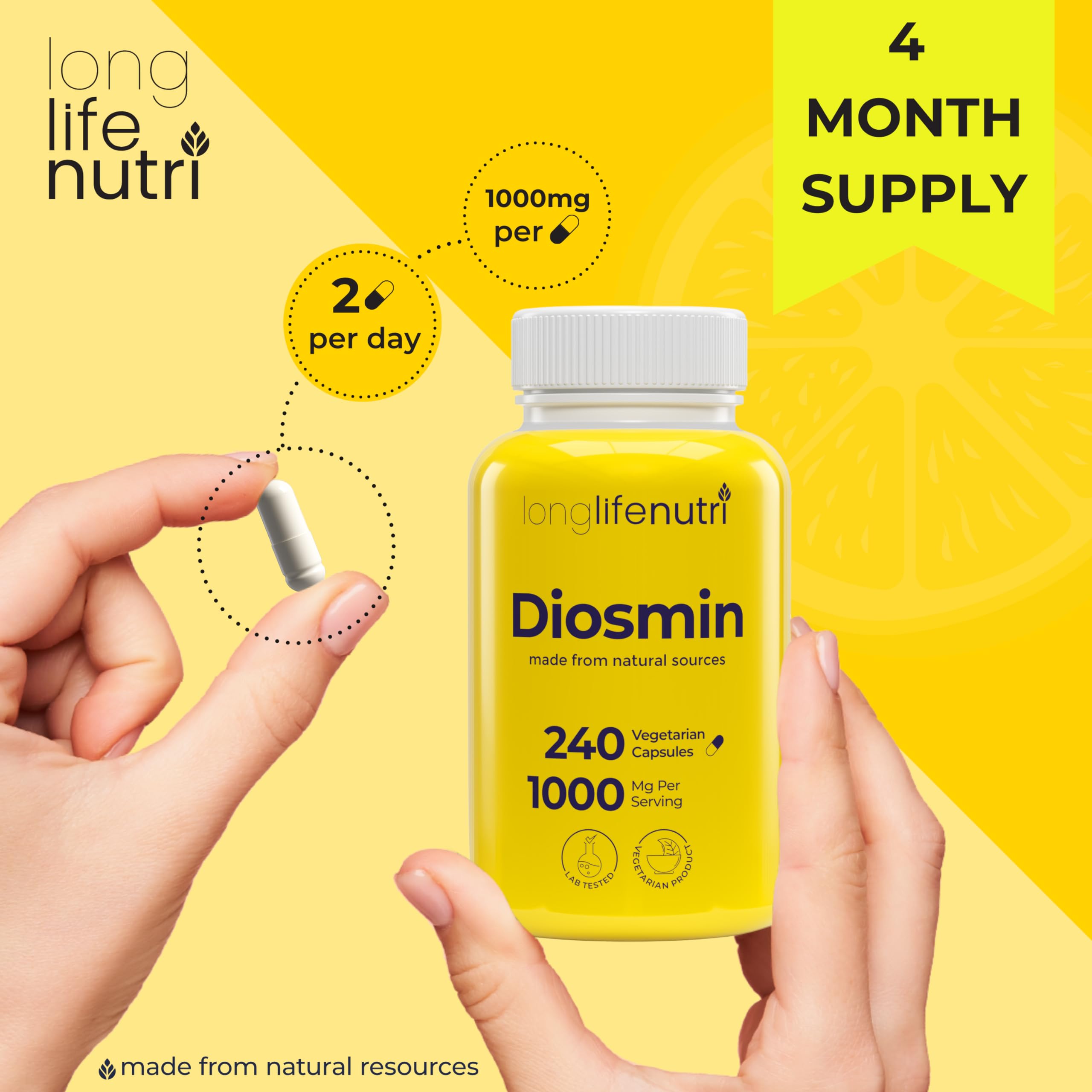 Foto 5 | Suplemento Longlifenutri Diosmin 1000 Mg 240 Cápsulas - Venta Internacional.