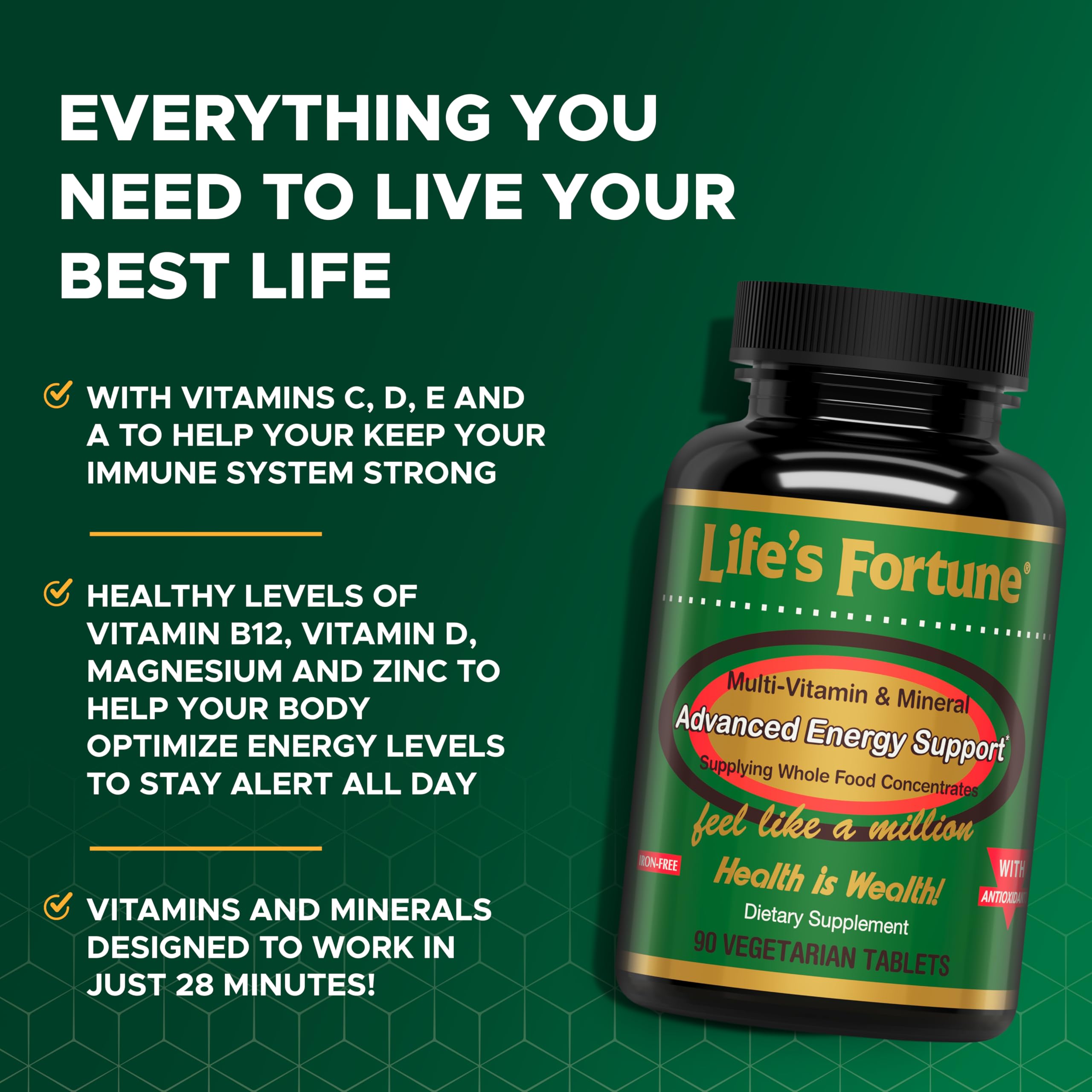 Foto 3 pulgar | Multivitamínico Life's Fortune All Natural 90 Comprimidos - Venta Internacional.