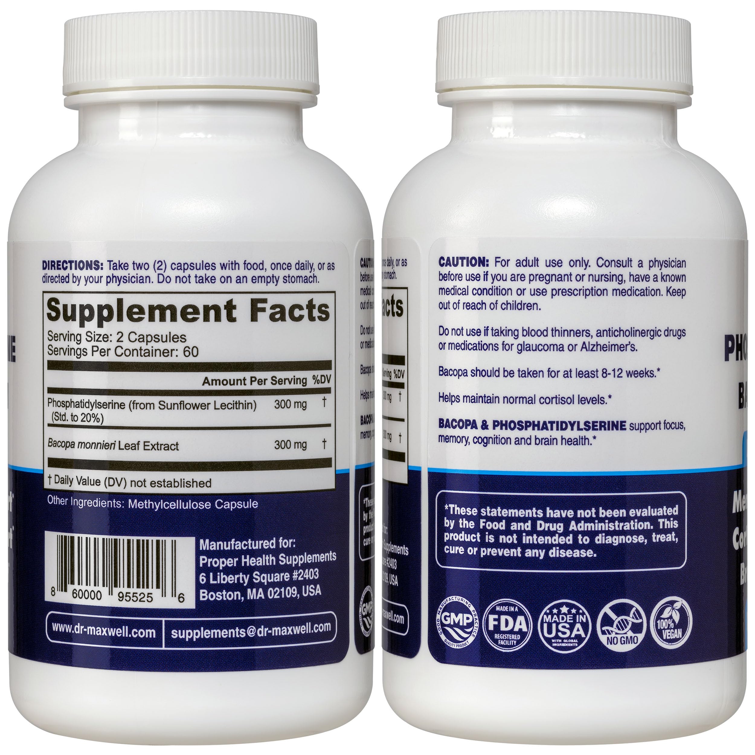 Foto 3 pulgar | Suplemento Dr. Maxwell De Fosfatidilserina Y Bacopa Monnieri 300 Mg - Venta Internacional.