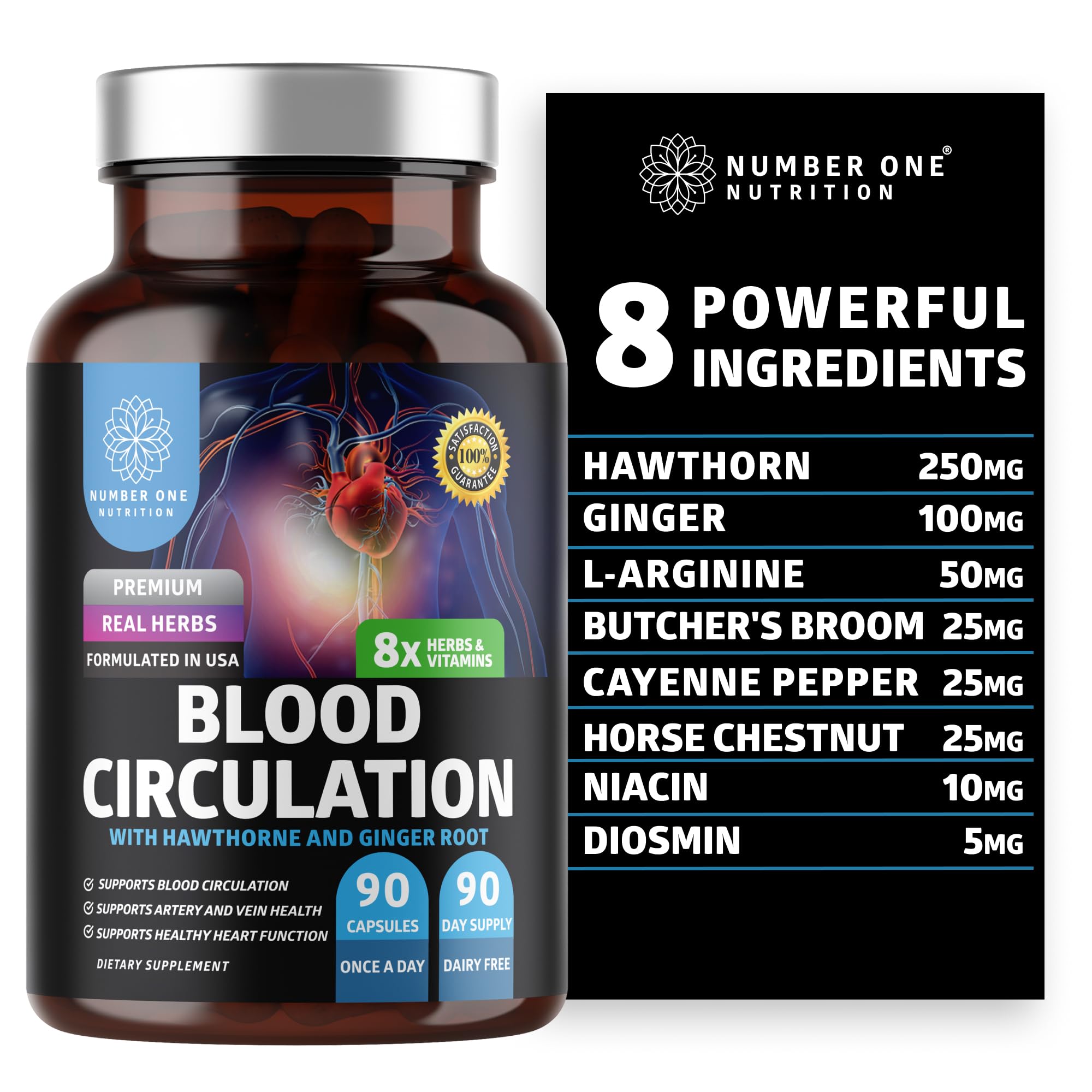 Suplemento Para La Circulación Sanguínea Number One Nutrition 90 Cápsulas - Venta Internacional.