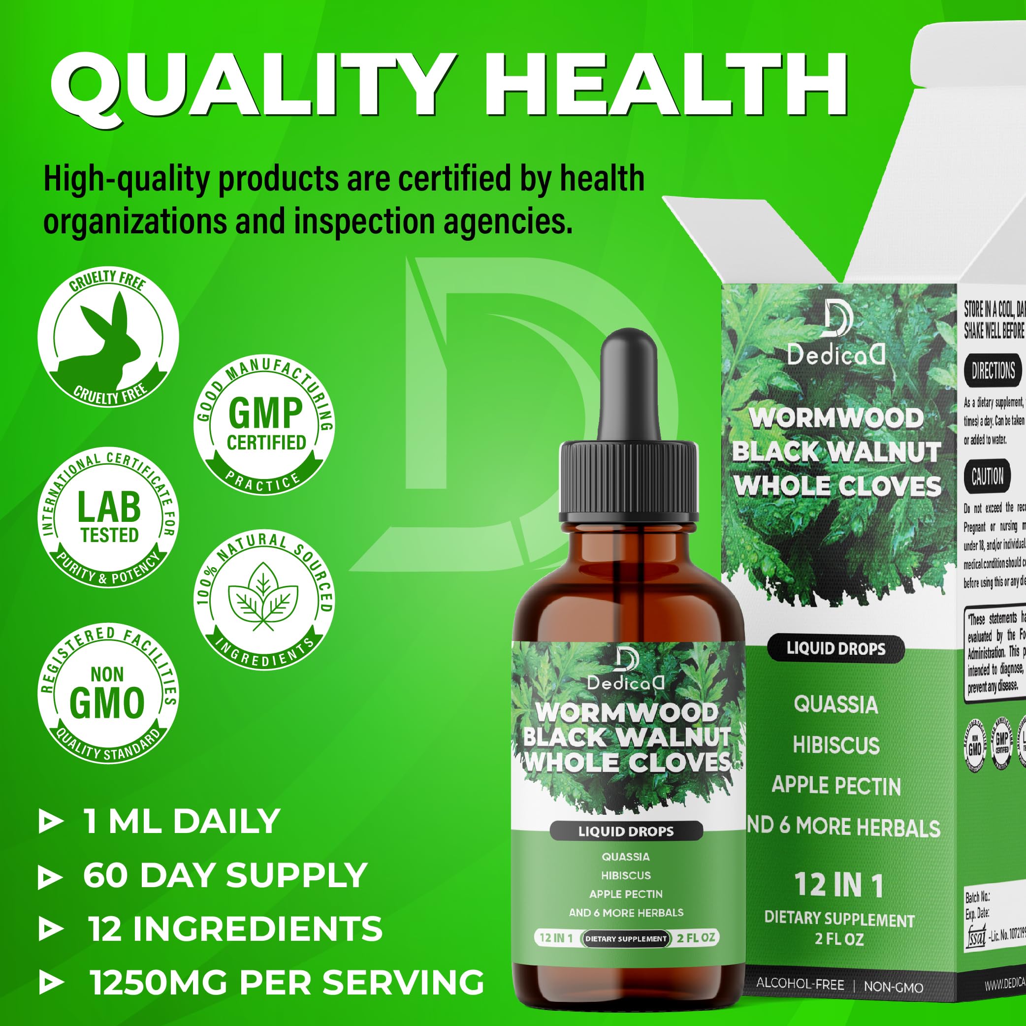Foto 8 pulgar | Suplemento Dedicad Wormwood Liquid Gots, 60 Ml, Suministro Para 60 Días - Venta Internacional.