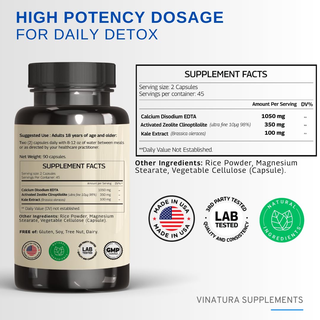 Foto 4 pulgar | Suplemento Vinatura, Cápsulas De Edta, 1500 Mg, Soporte Hepático, 90 Unidades - Venta Internacional.