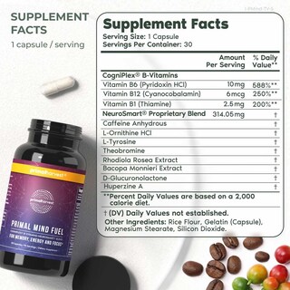 Foto 2 | Suplemento Primal Mind Fuel Brain Booster, 30 Cápsulas, Paquete De 2 - Venta Internacional.