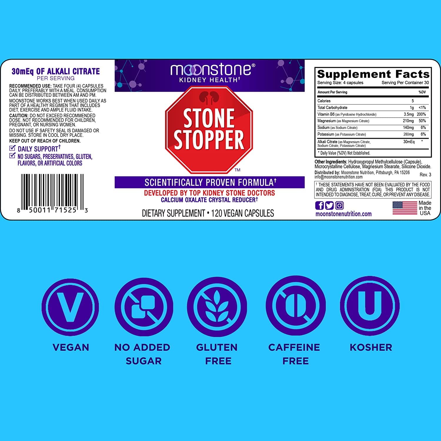 Foto 8 pulgar | Suplemento Moonstone Stone Stopper Capsules Kidney Health - Venta Internacional.