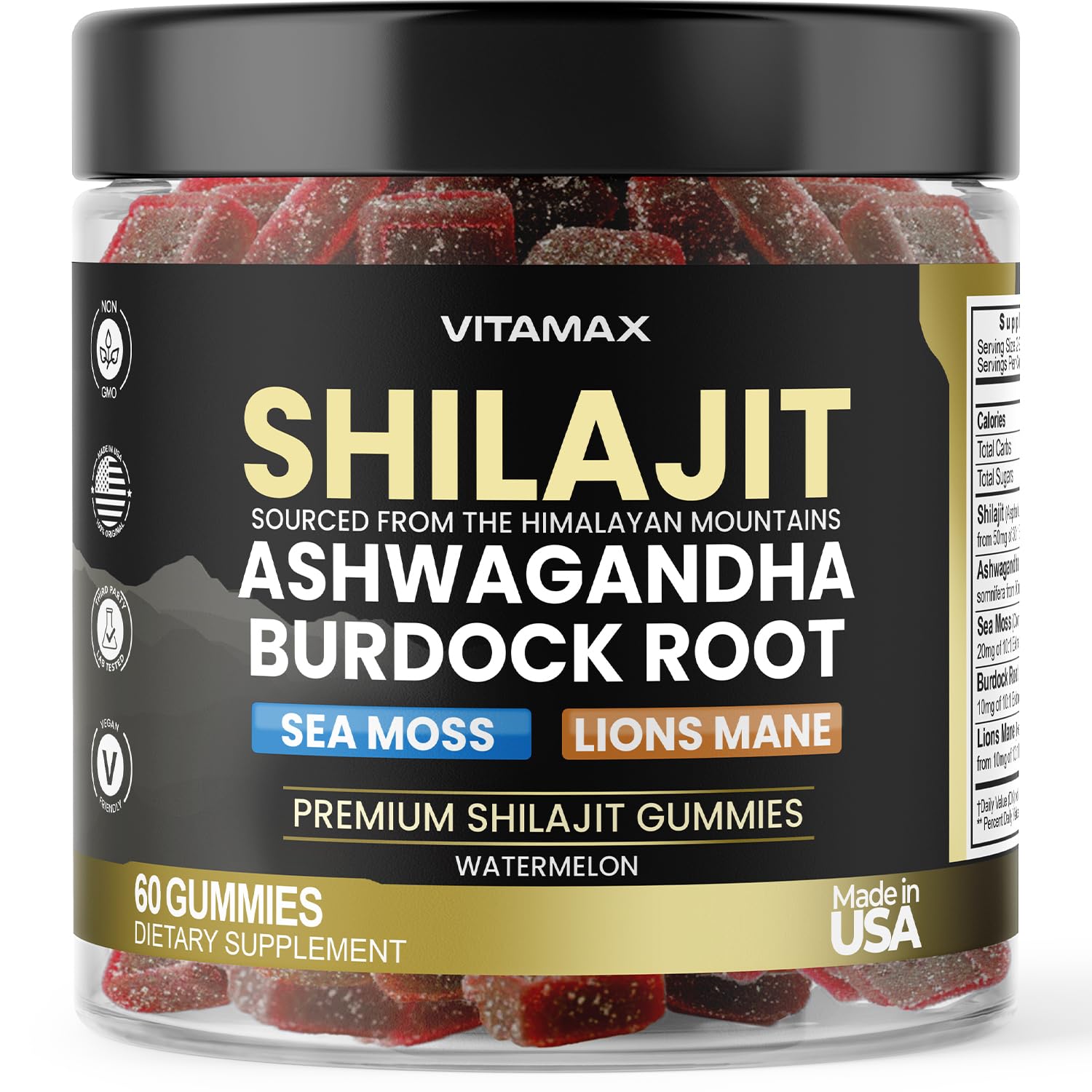 Suplemento Vitamax, Gomitas Orgánicas De Shilajit, 1000 Mg, 60 Unidades - Venta Internacional.