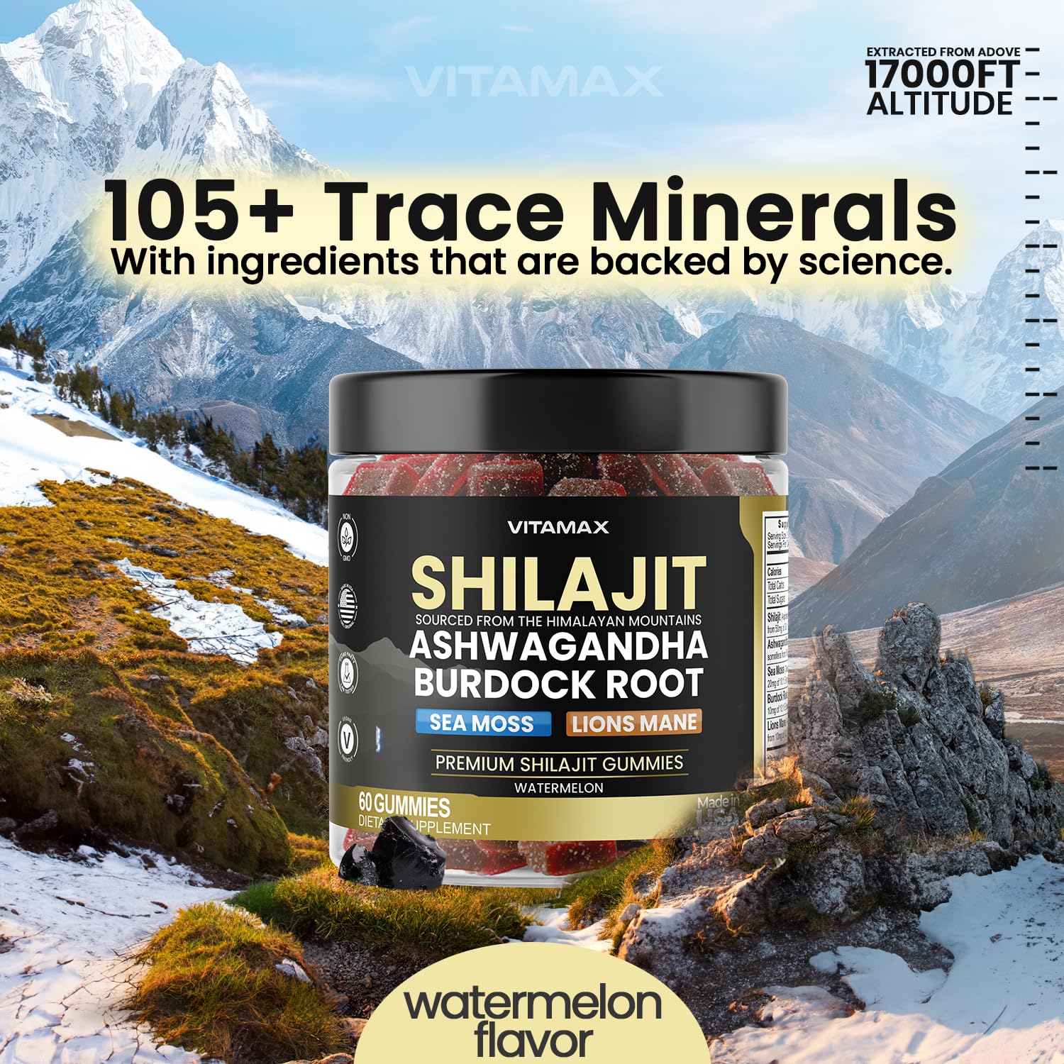 Foto 4 pulgar | Suplemento Vitamax, Gomitas Orgánicas De Shilajit, 1000 Mg, 60 Unidades - Venta Internacional.