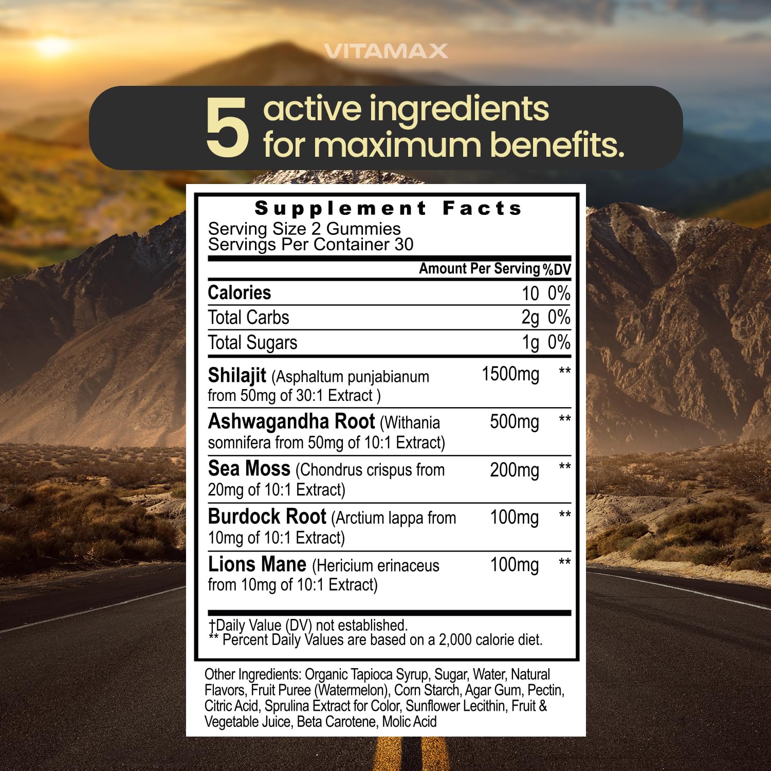 Foto 7 pulgar | Suplemento Vitamax, Gomitas Orgánicas De Shilajit, 1000 Mg, 60 Unidades - Venta Internacional.