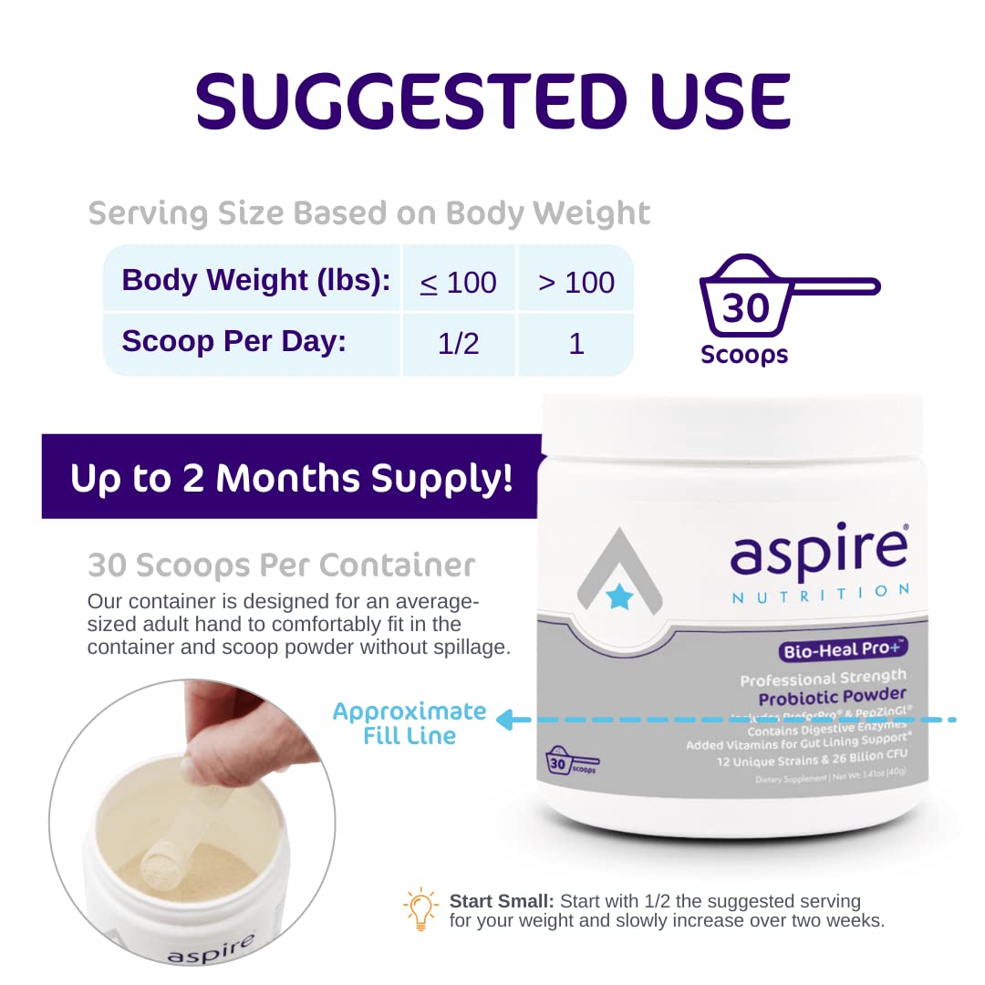 Foto 4 pulgar | Suplemento Probiótico Aspire Nutrition Bio-heal Pro+ Powder - Venta Internacional.