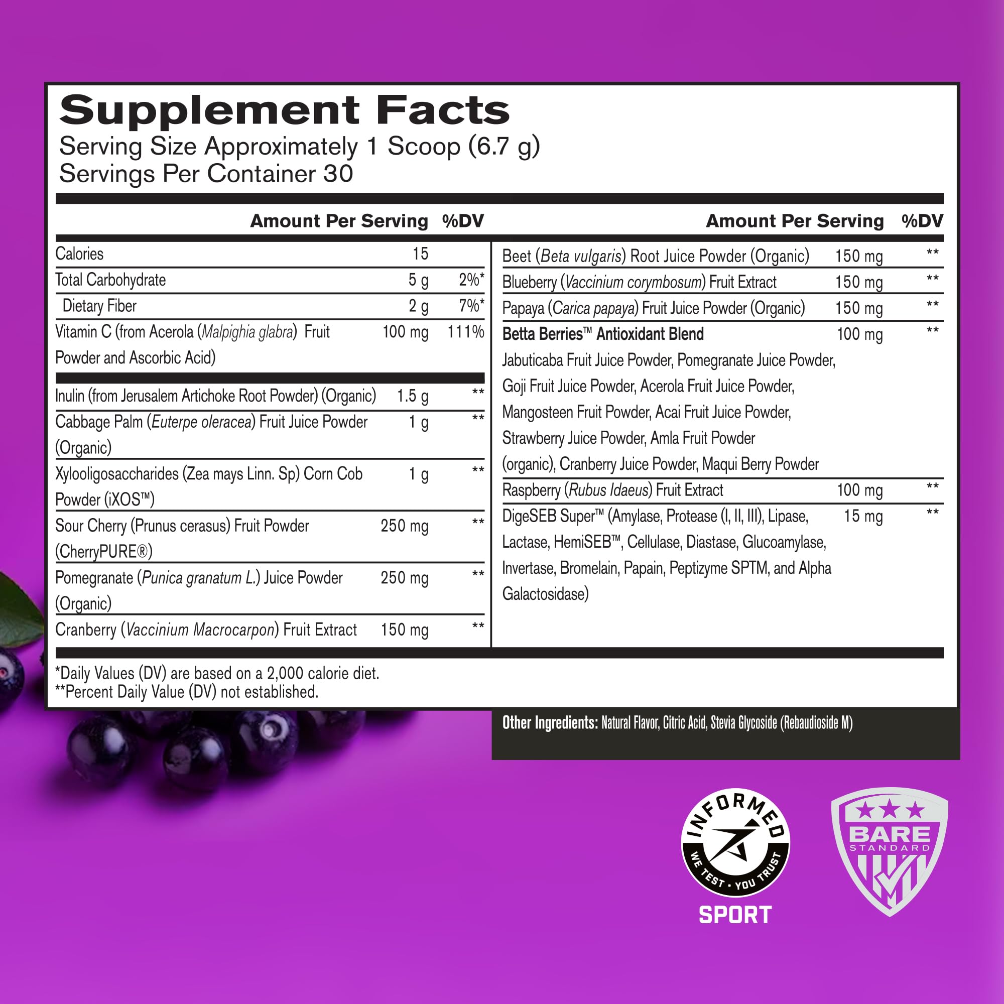 Foto 3 pulgar | Superalimento En Polvo Bare Performance Nutrition Bpn Strong Reds - Venta Internacional.