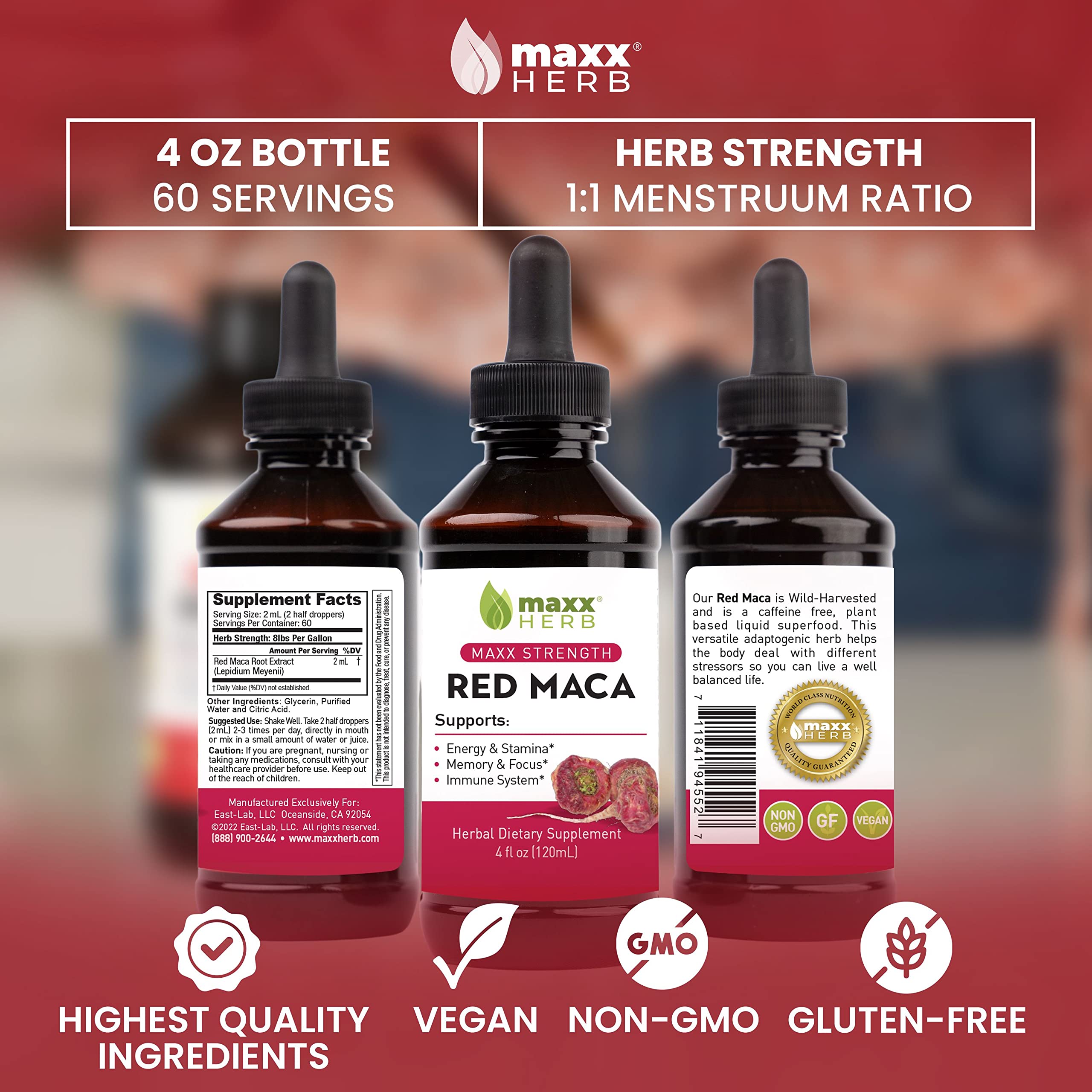 Foto 6 pulgar | Suplemento Maxx Herb, Extracto De Raíz De Maca Roja, 120 Ml, 60 Porciones - Venta Internacional.