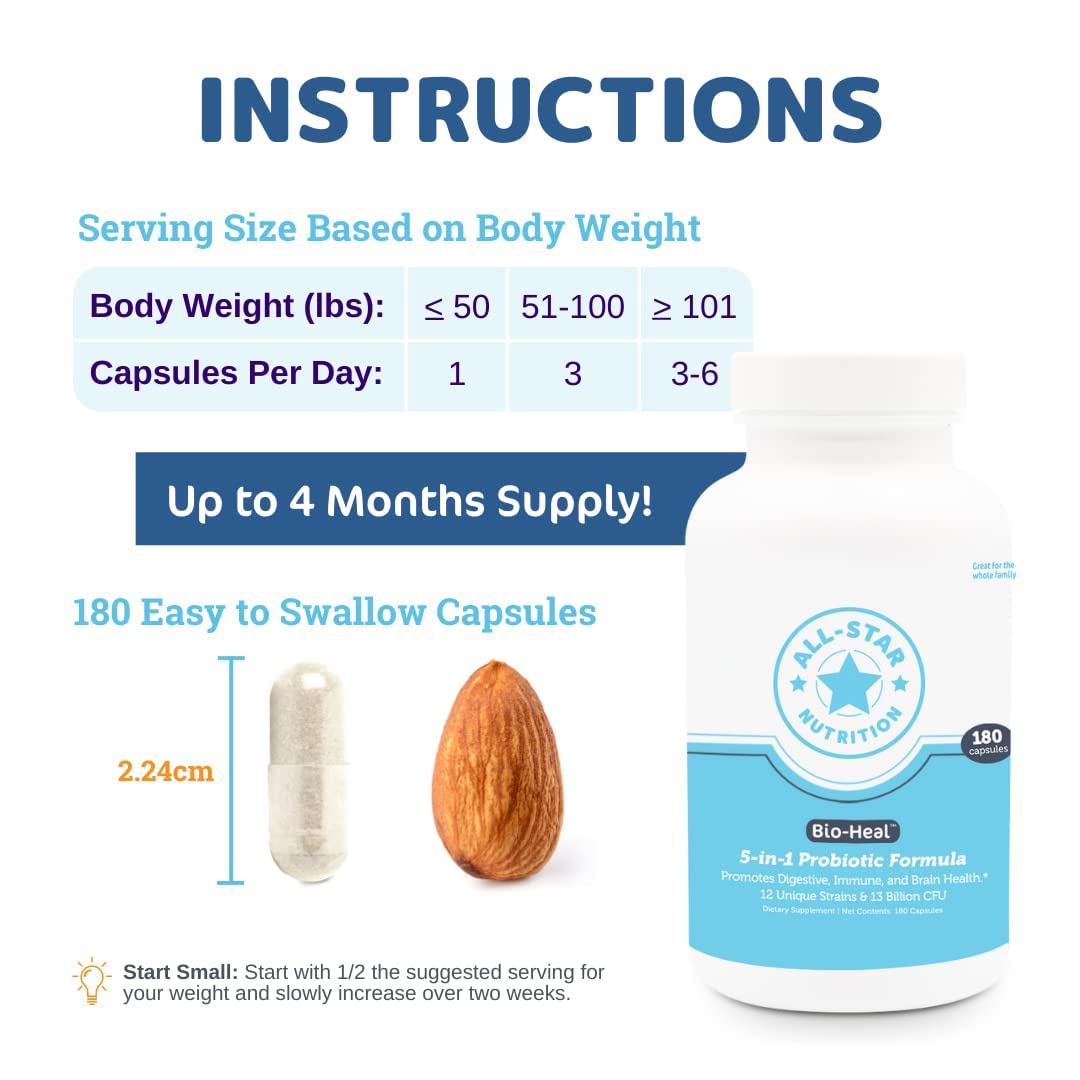 Foto 4 | Cápsulas Probióticas All-star Nutrition Bio-heal 5 En 1 - Venta Internacional.