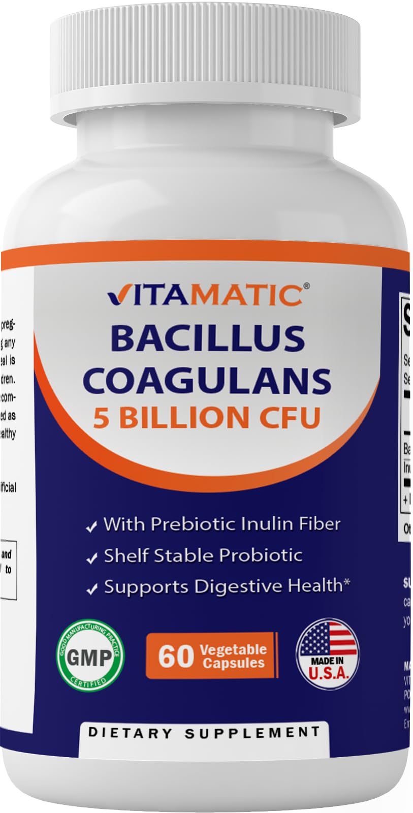 Foto 2 pulgar | Suplemento Probiótico Vitamatic Bacillus Coagulans 60 Cápsulas - Venta Internacional.