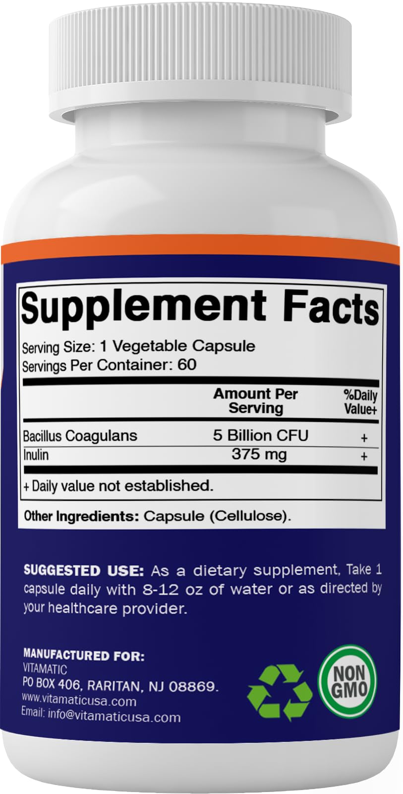 Foto 6 pulgar | Suplemento Probiótico Vitamatic Bacillus Coagulans 60 Cápsulas - Venta Internacional.