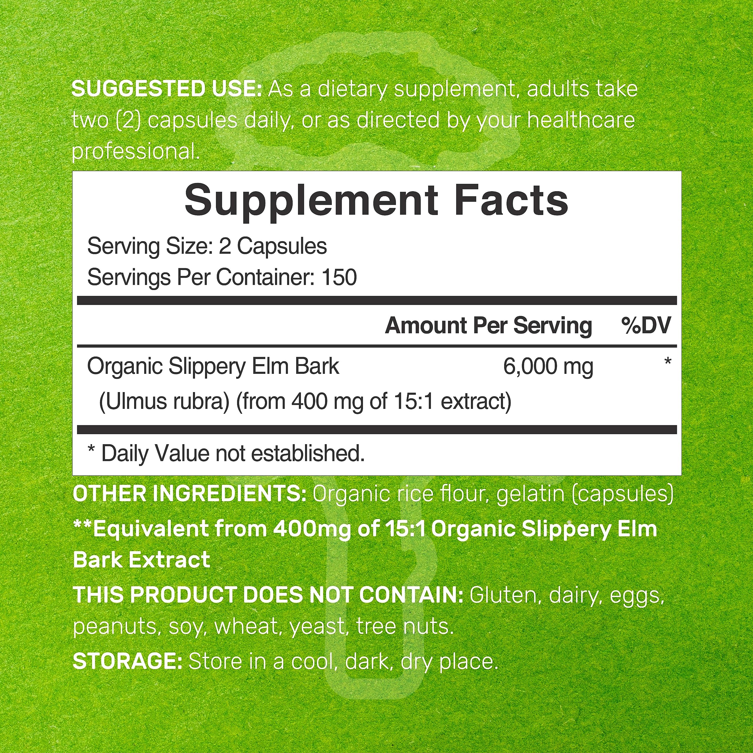 Foto 3 pulgar | Oferta De Suplementos Suplemento Slippery Elm En Cápsulas De 6000 Mg - Venta Internacional.
