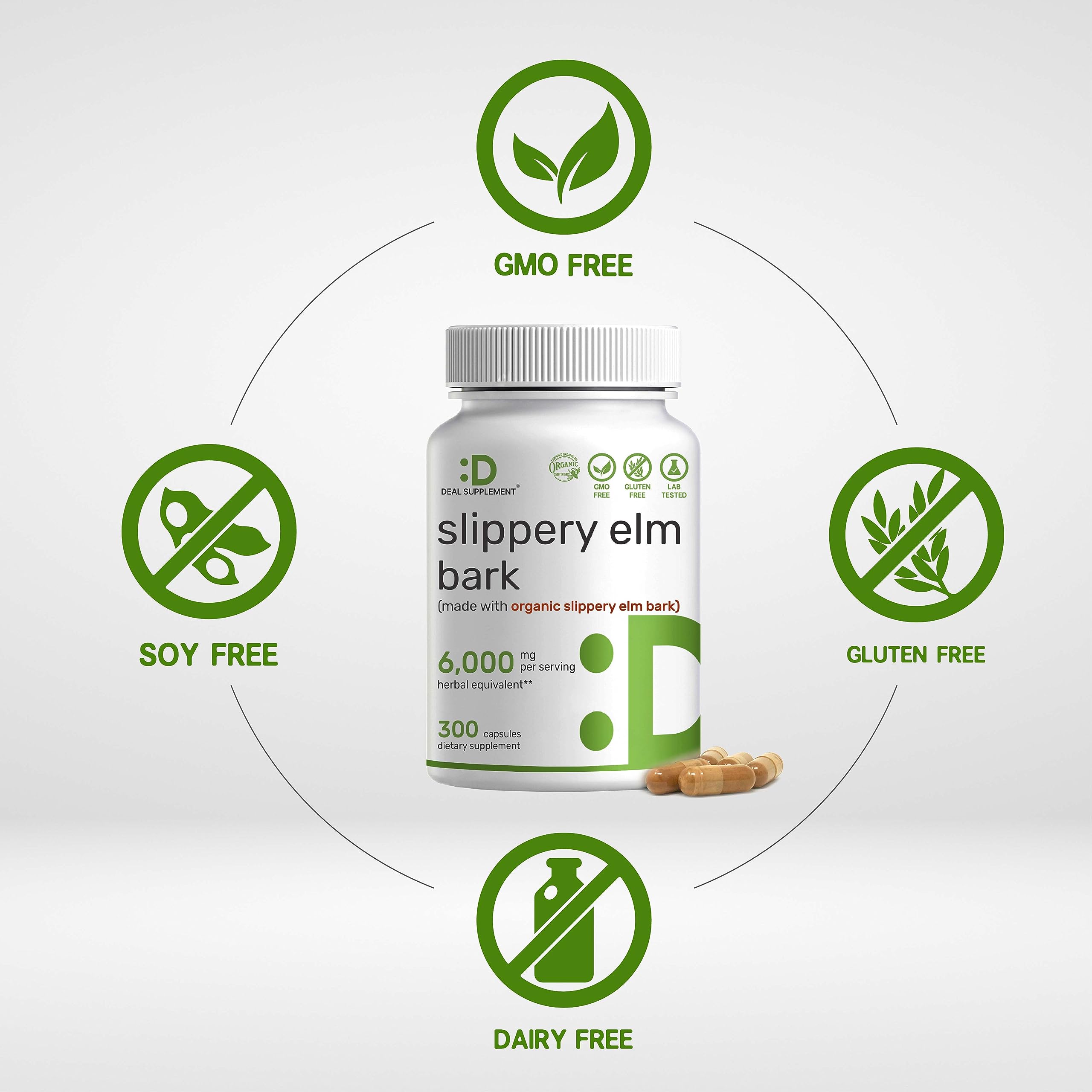 Foto 4 pulgar | Oferta De Suplementos Suplemento Slippery Elm En Cápsulas De 6000 Mg - Venta Internacional.