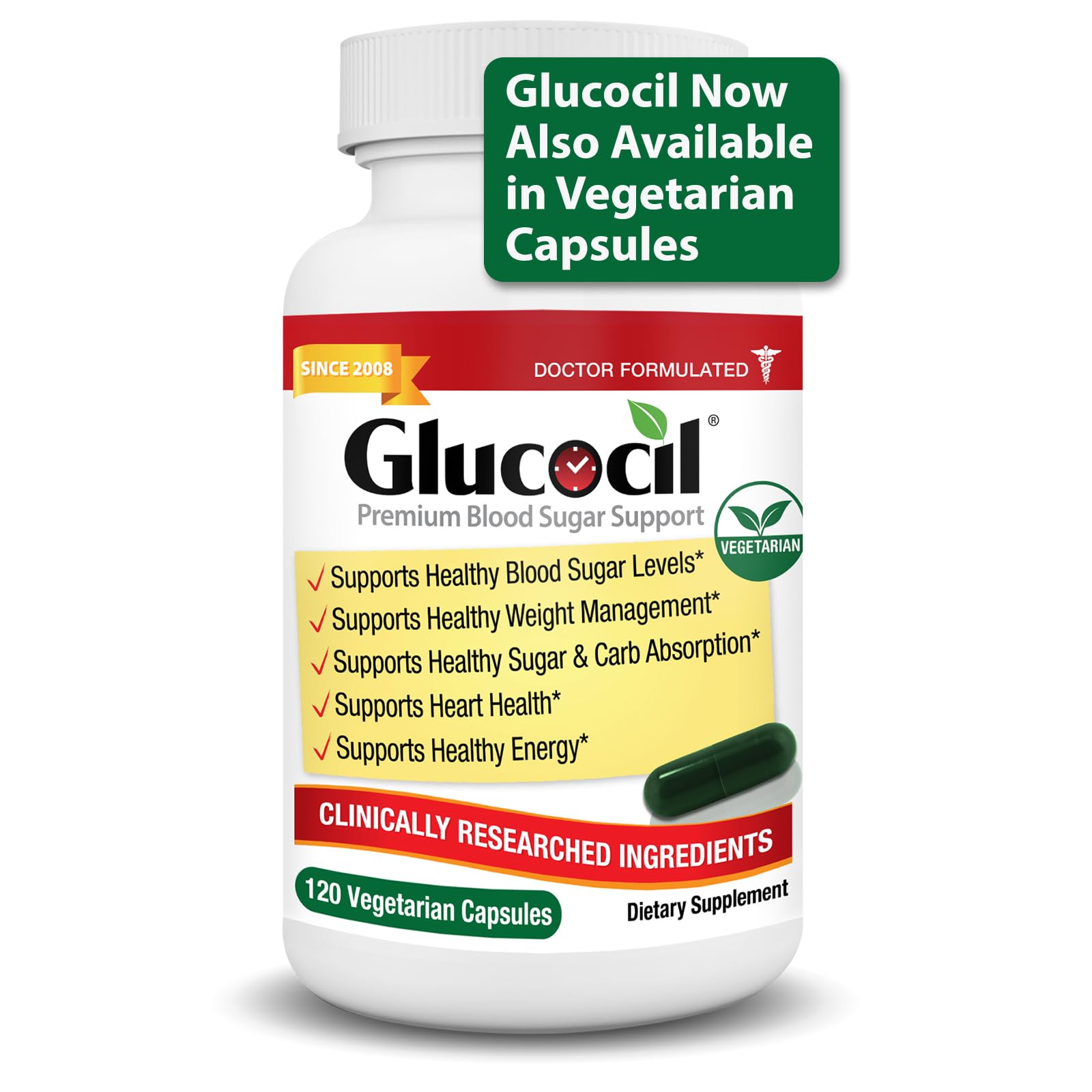 Foto 2 pulgar | Suplemento Glucocil, Cápsulas Vegetarianas, Apoyo Al Azúcar En Sangre - Venta Internacional.