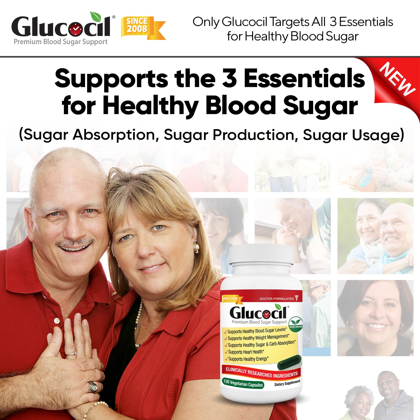 Foto 3 pulgar | Suplemento Glucocil, Cápsulas Vegetarianas, Apoyo Al Azúcar En Sangre - Venta Internacional.