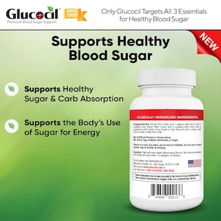Foto 3 | Suplemento Glucocil, Cápsulas Vegetarianas, Apoyo Al Azúcar En Sangre - Venta Internacional.