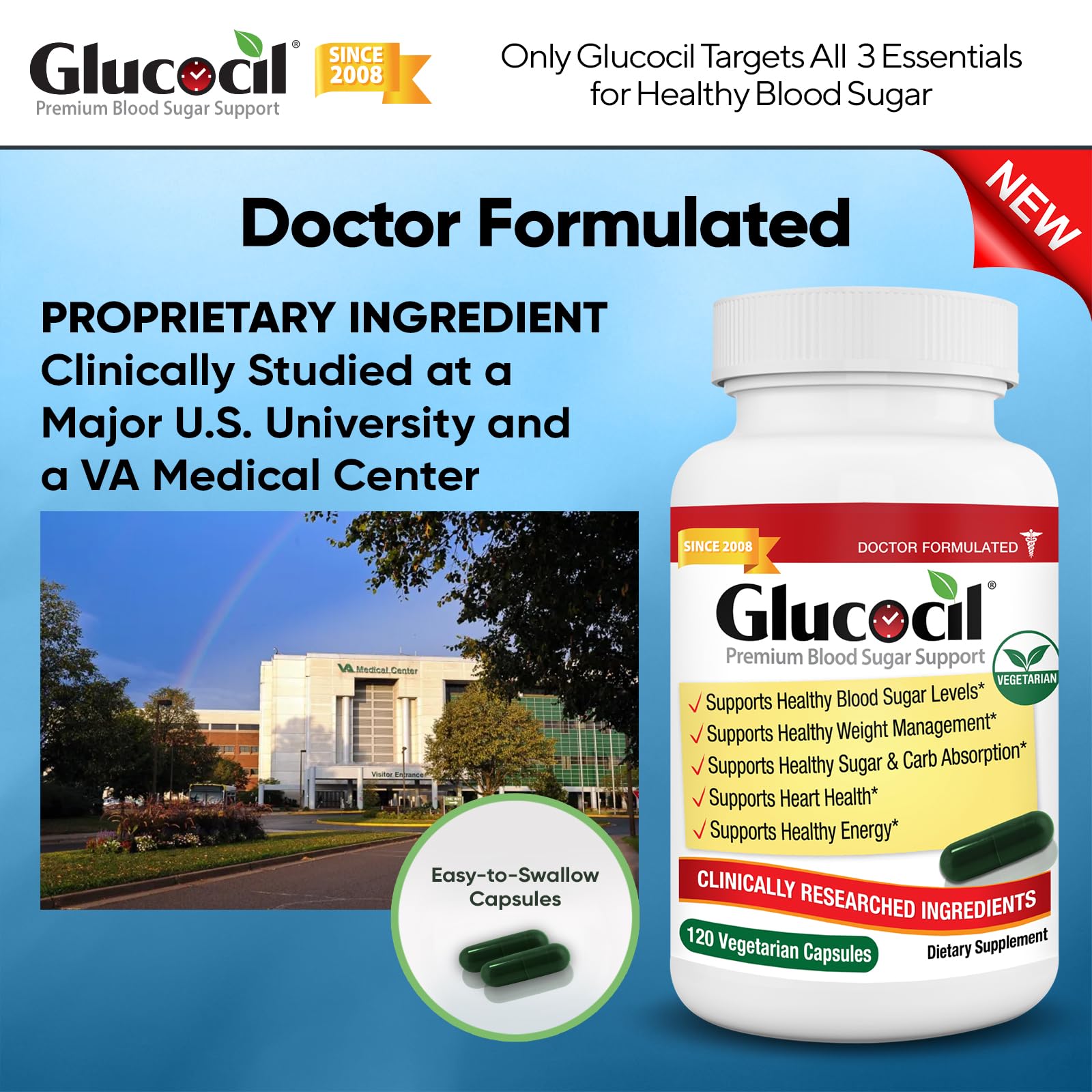 Foto 5 | Suplemento Glucocil, Cápsulas Vegetarianas, Apoyo Al Azúcar En Sangre - Venta Internacional.