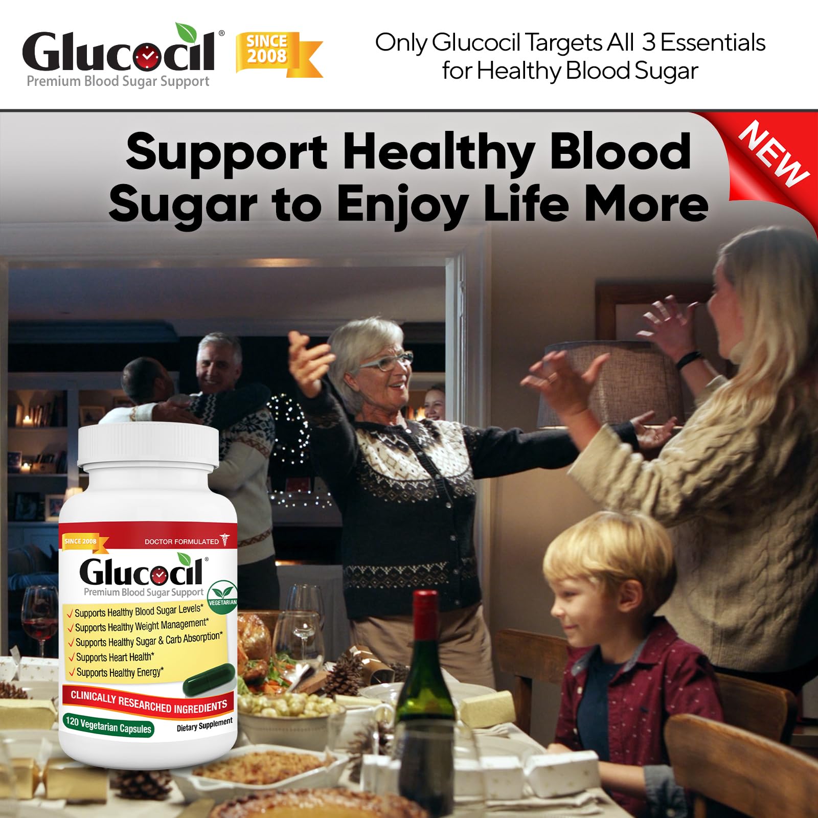 Foto 8 pulgar | Suplemento Glucocil, Cápsulas Vegetarianas, Apoyo Al Azúcar En Sangre - Venta Internacional.